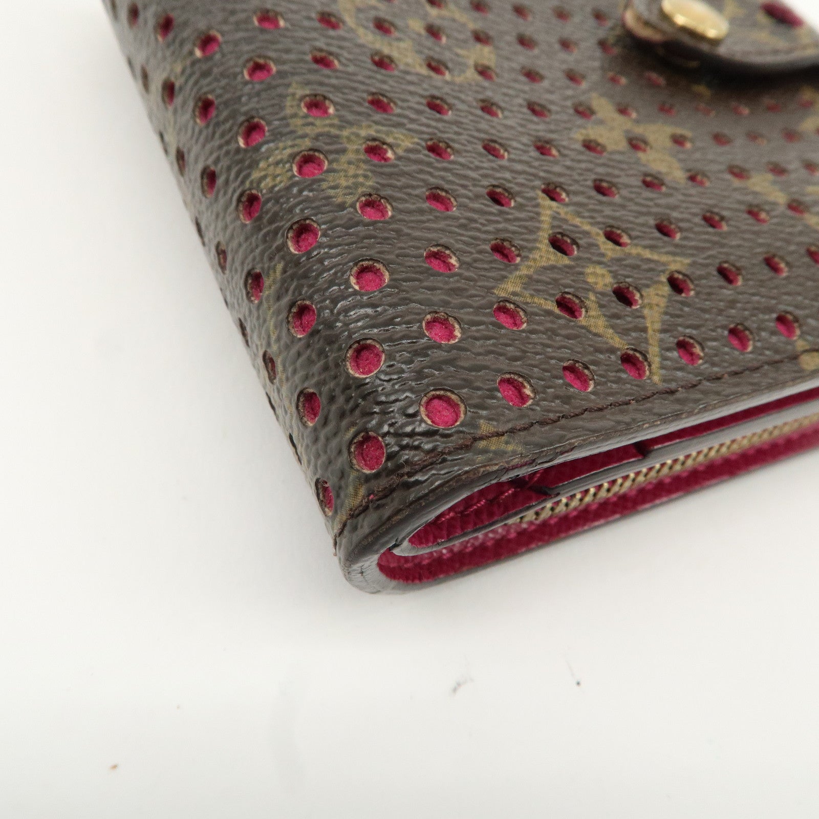 Louis Vuitton Monogram Perfor Compact Zip Wallet Fuchsia M95188 Used
