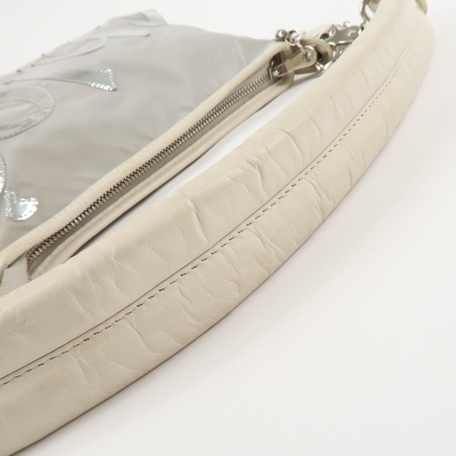 Chloe 2Way Nylon Leather Bag Shoulder Bag Light Gray White Used