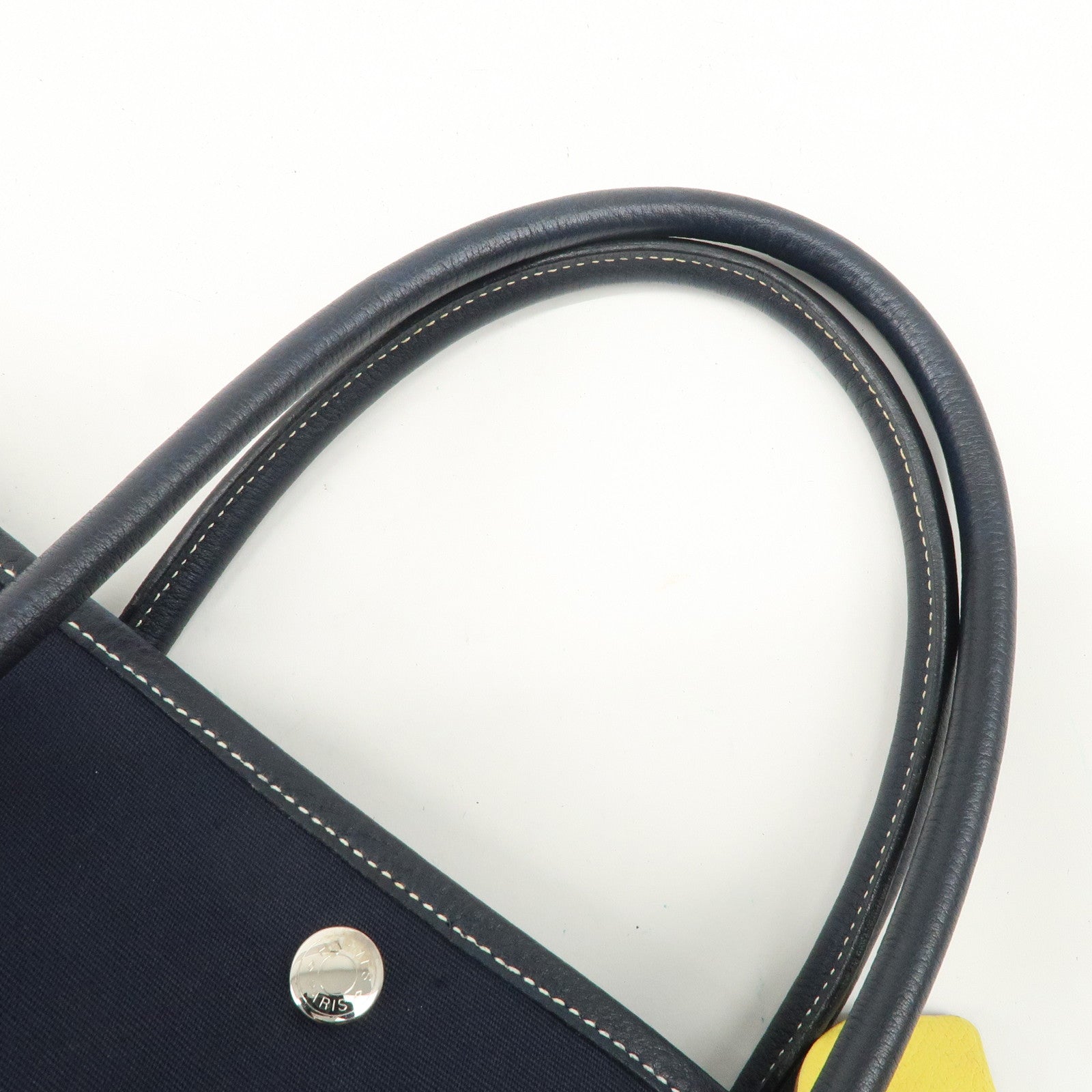 HERMES Toile Officier Leather Garden Party Tote Bag I Stamped Used