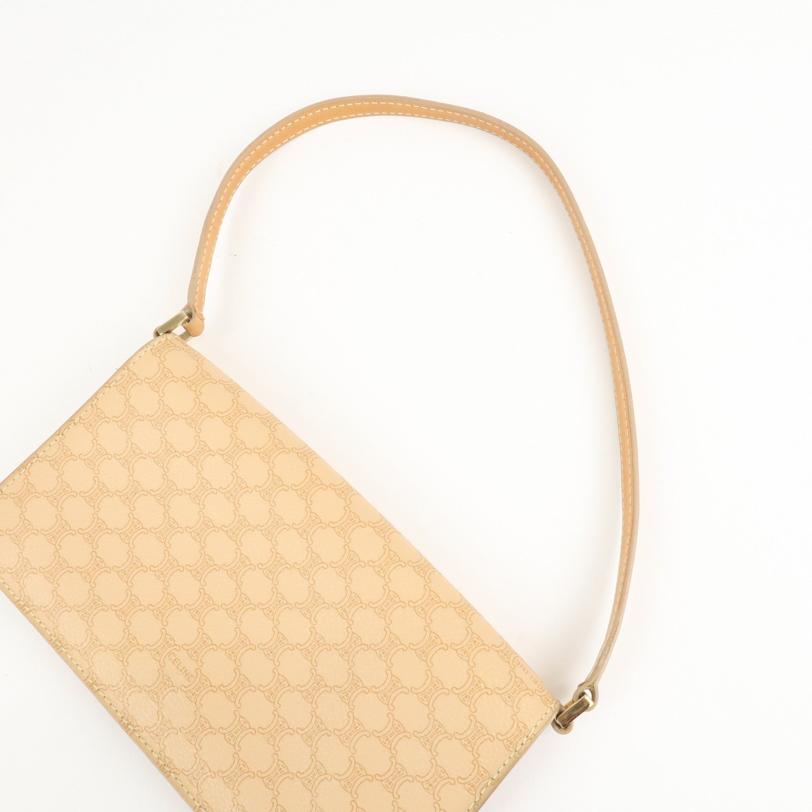 CELINE Macadam PVC Leather Shoulder Bag Hand Bag Beige Used