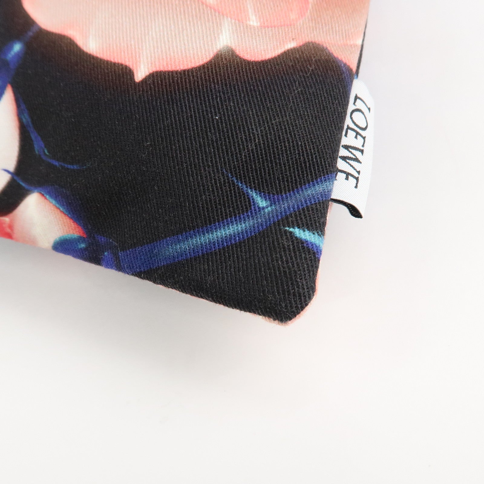 LOEWE Canvas Leather Drawstring Pouch Black Pink Used