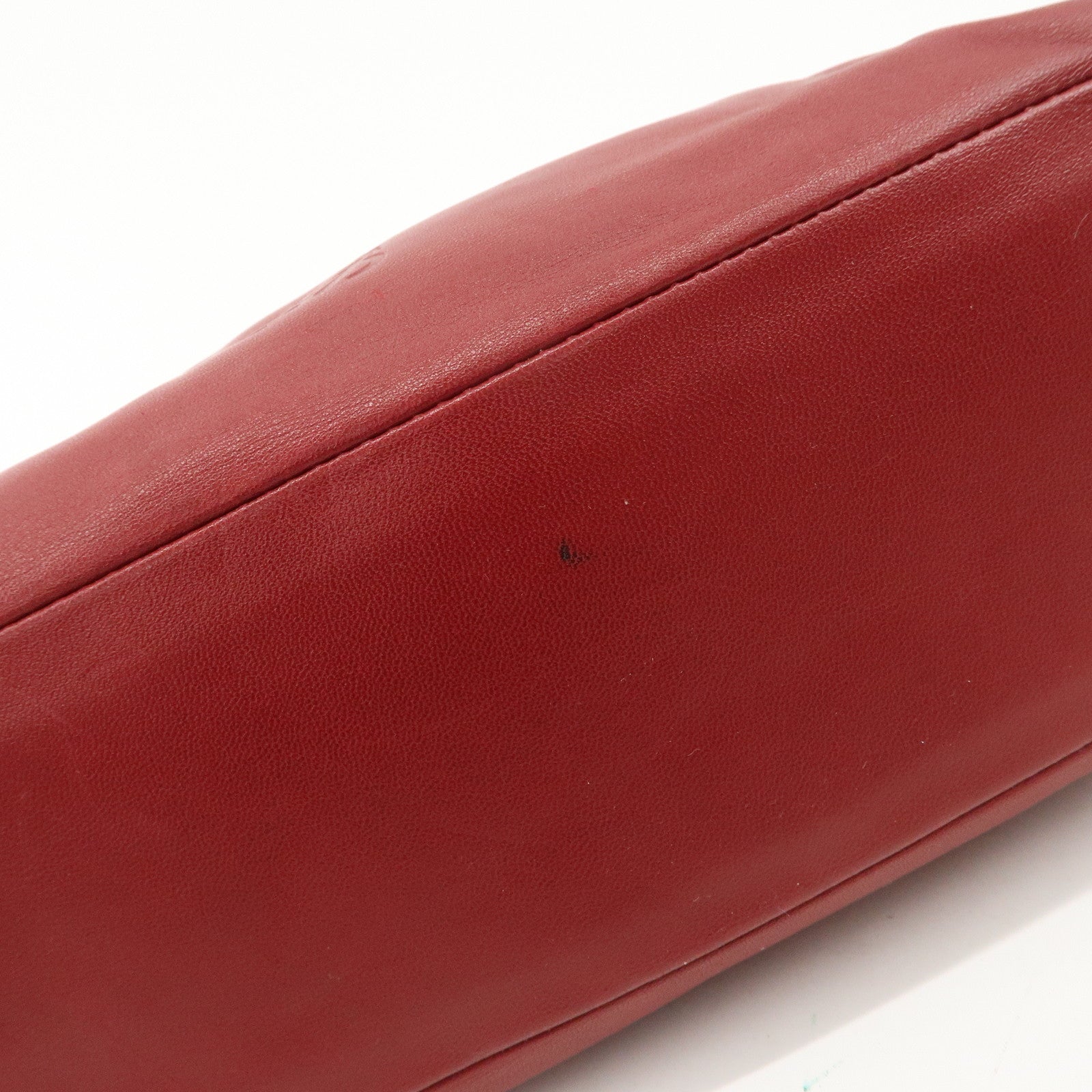 LOEWE Anagram Leather Shoulder Bag Hand Bag Gold Red Used