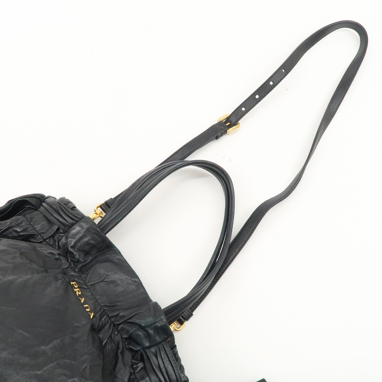 PRADA Leather Ribbon 2Way Bag Hand Bag Shoulder Bag BN1760 Used