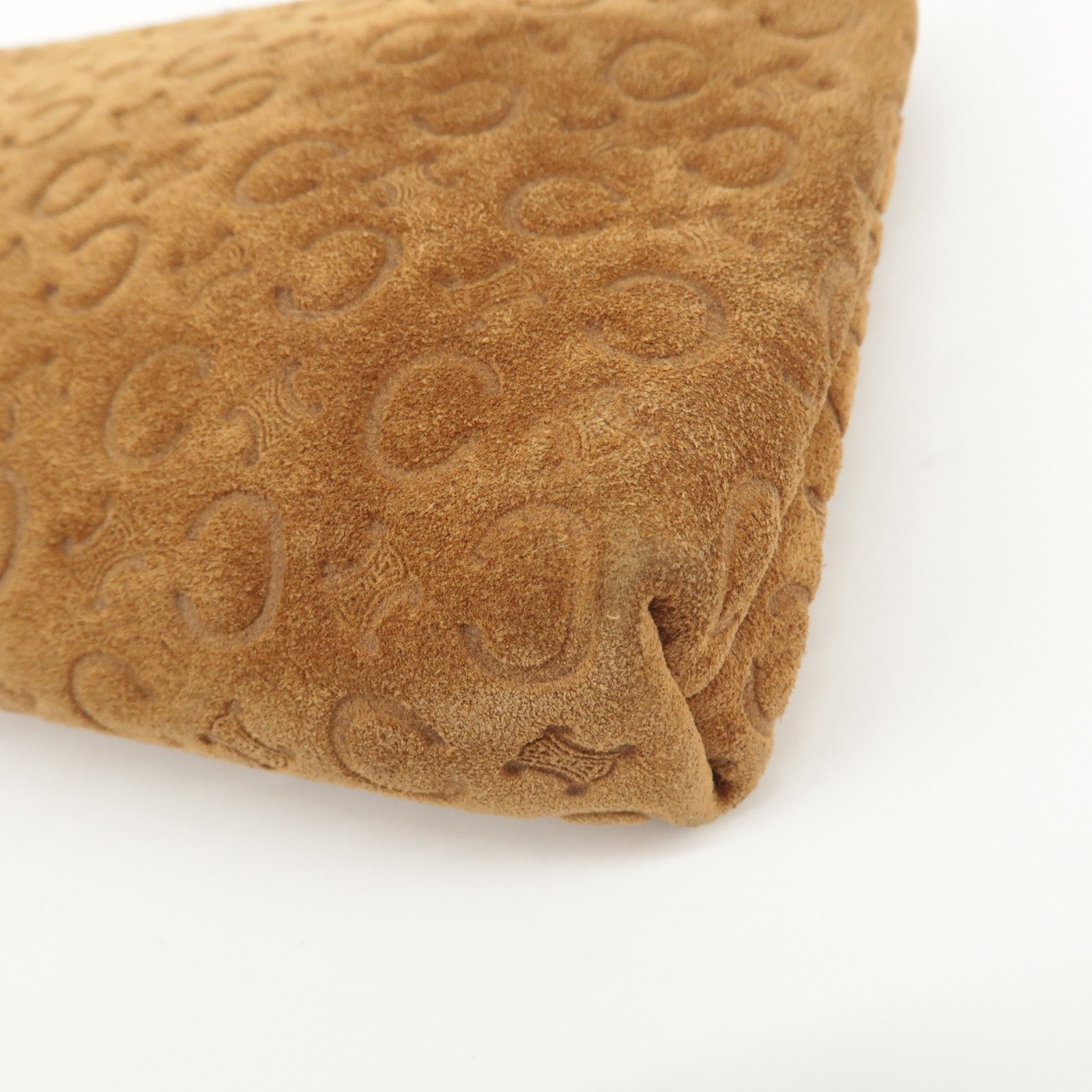 CELINE C Macadam Suede Pouch Cosmetic Pouch Brown Used