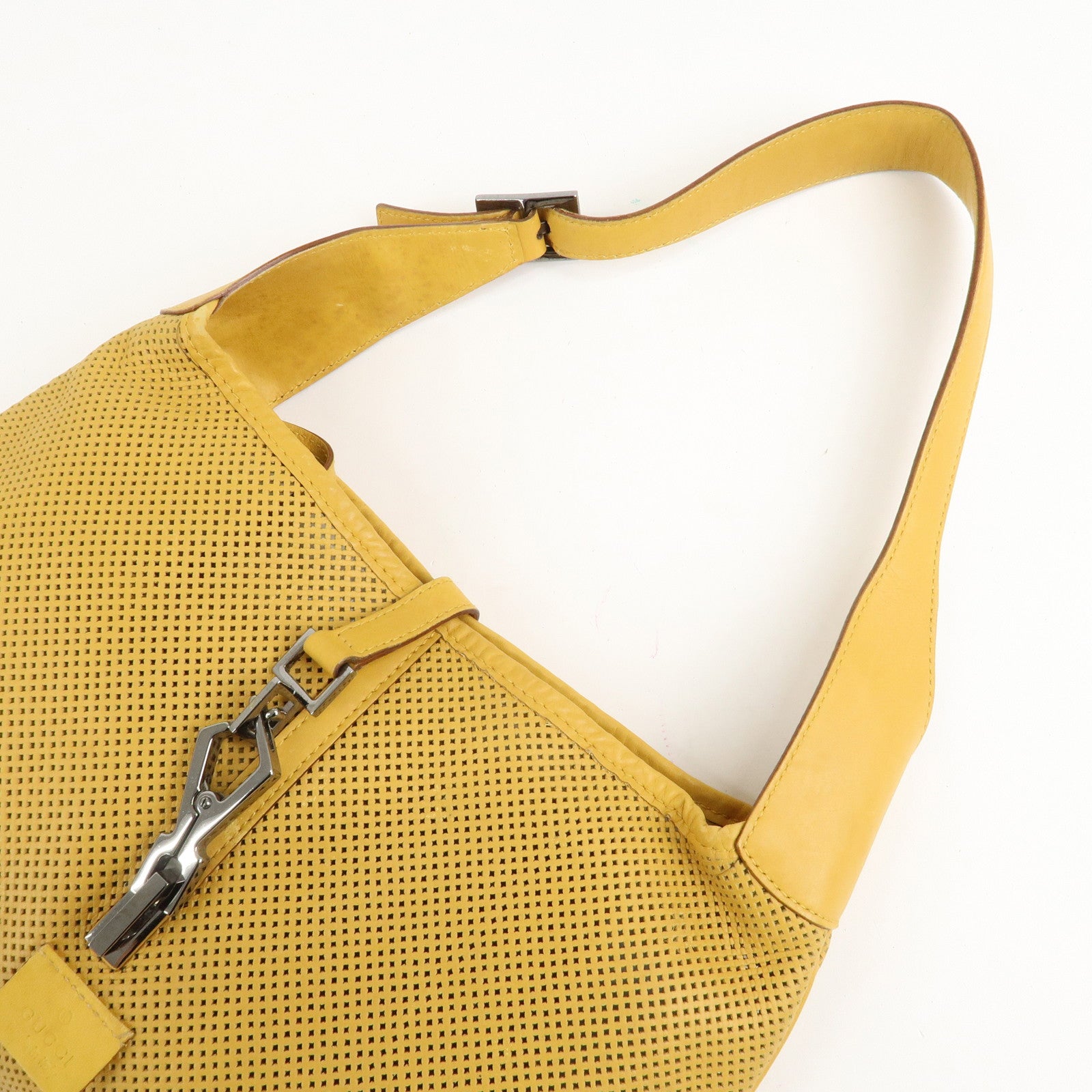 GUCCI Leather Kandensky One-Shoulder Bag Yellow 28628 Used