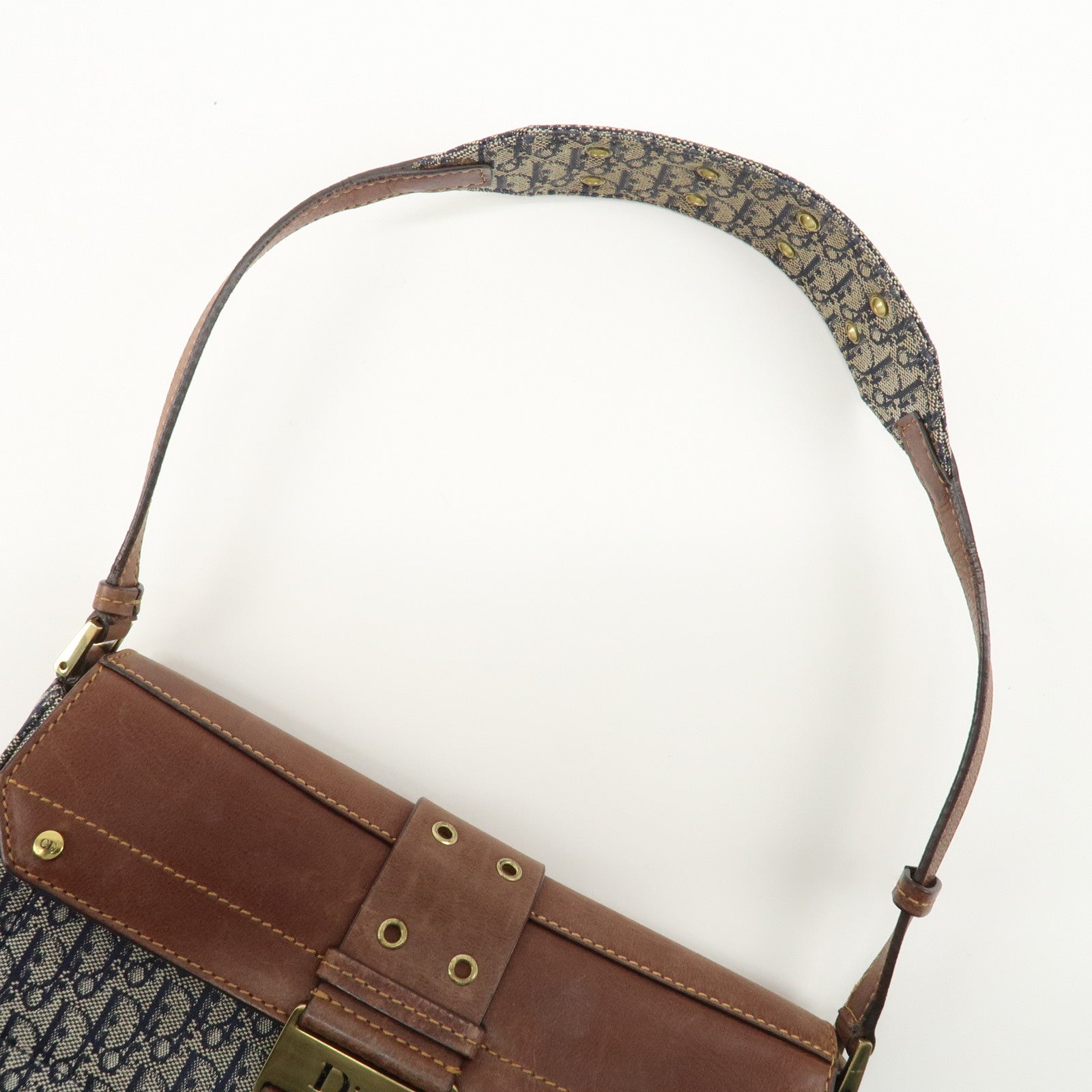 Christian Dior Trotter Street Chic Canvas Leather Shoulder Bag Used