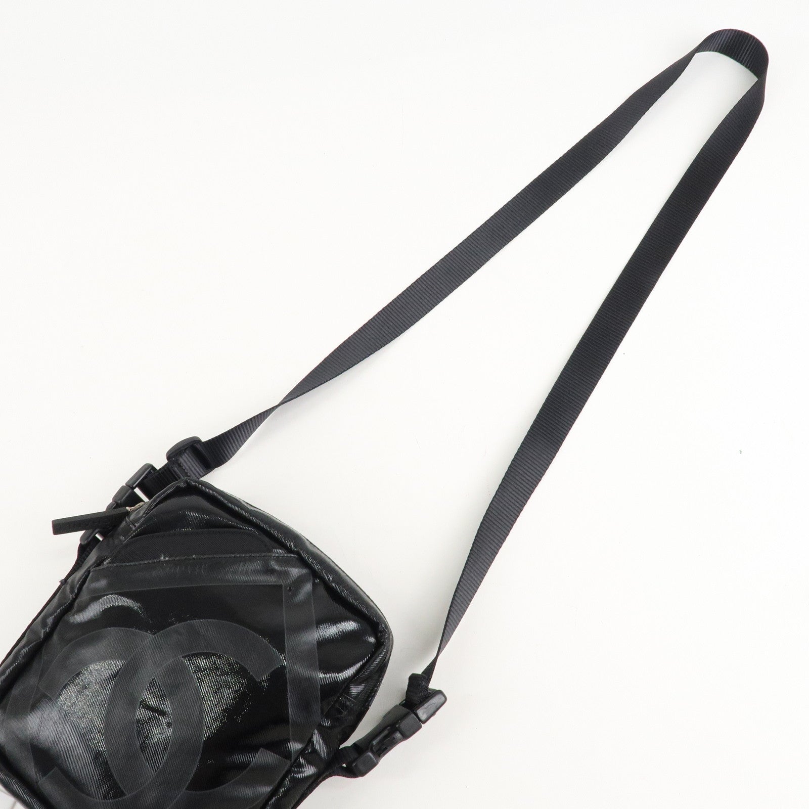 CHANEL Sports Enamel Coated Canvas COCO Mark Shoulder Bag A26568 Used