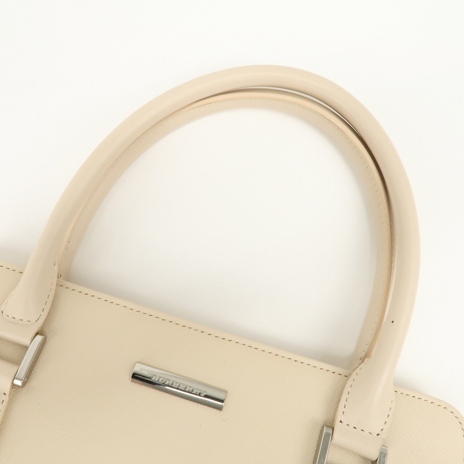 BURBERRY Leather Hand Bag Beige Used