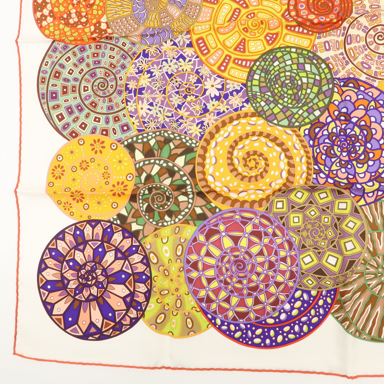 HERMES 100% Silk Carre 90 Reves d'Escargots Scarf Multi Color Used