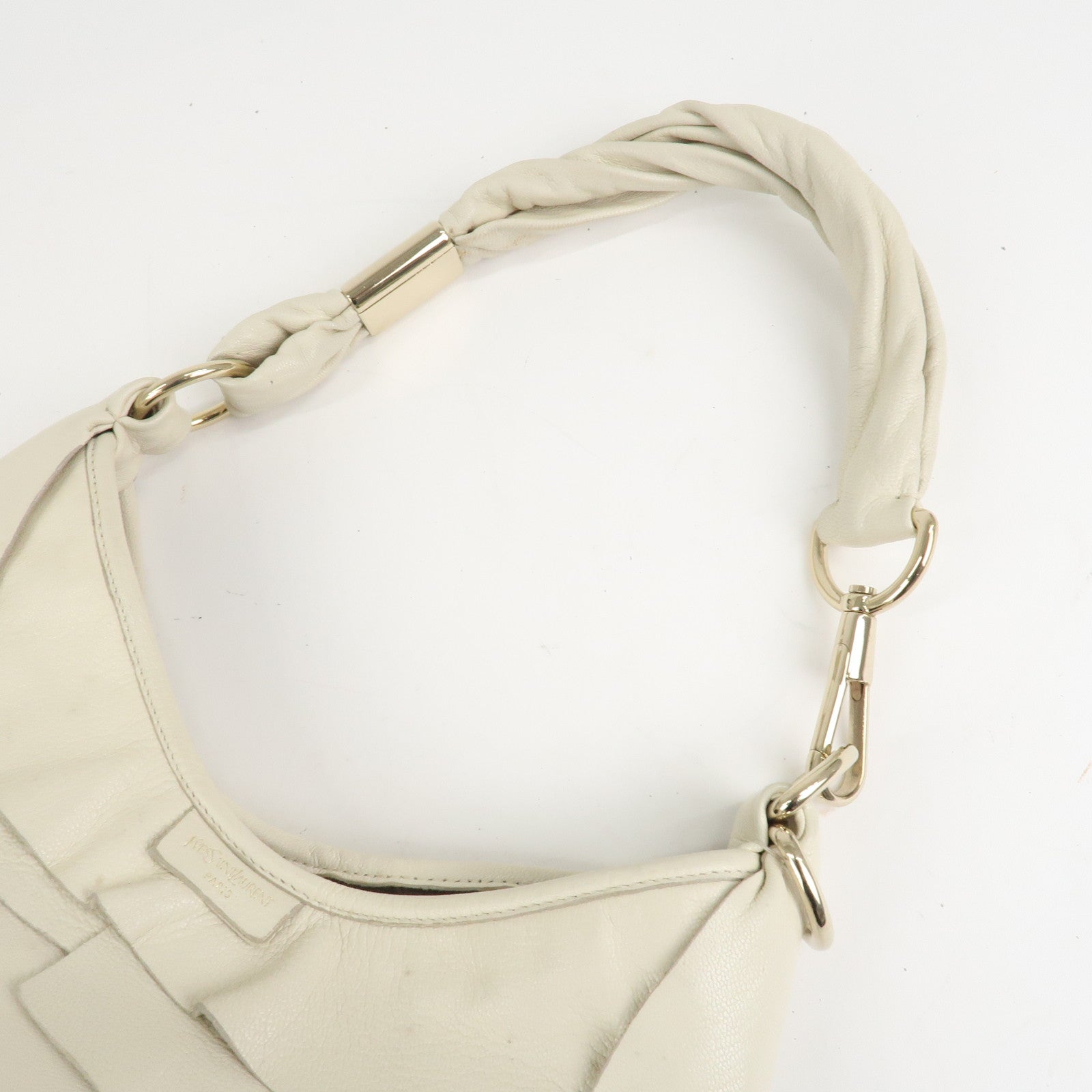 Saint Laurent Paris Leather Saint Tropez One Shoulder Bag Ivory Used
