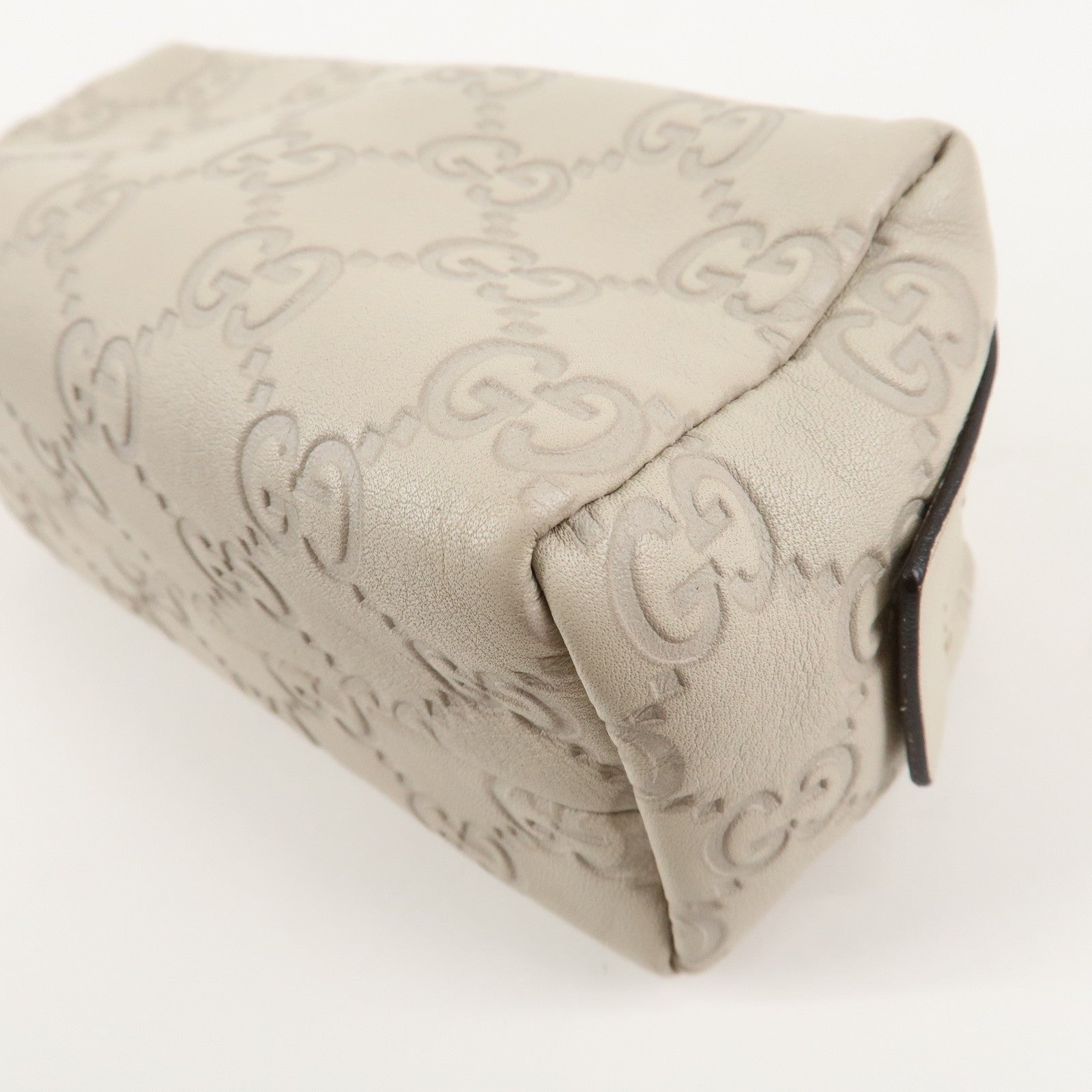 GUCCI Guccissima Leather Pouch Cosmetic Pouch Ivory 153228 Used