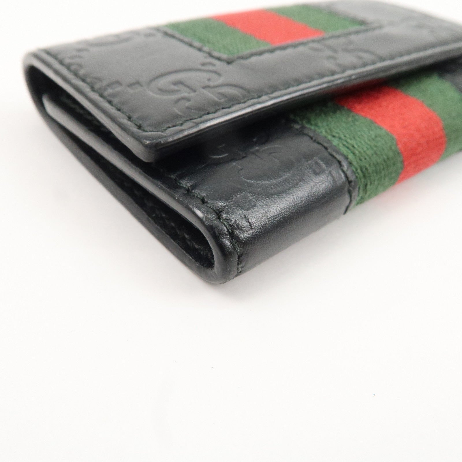 GUCCI Sherry Guccissima Leather 6 Key Case Black 408828 Used