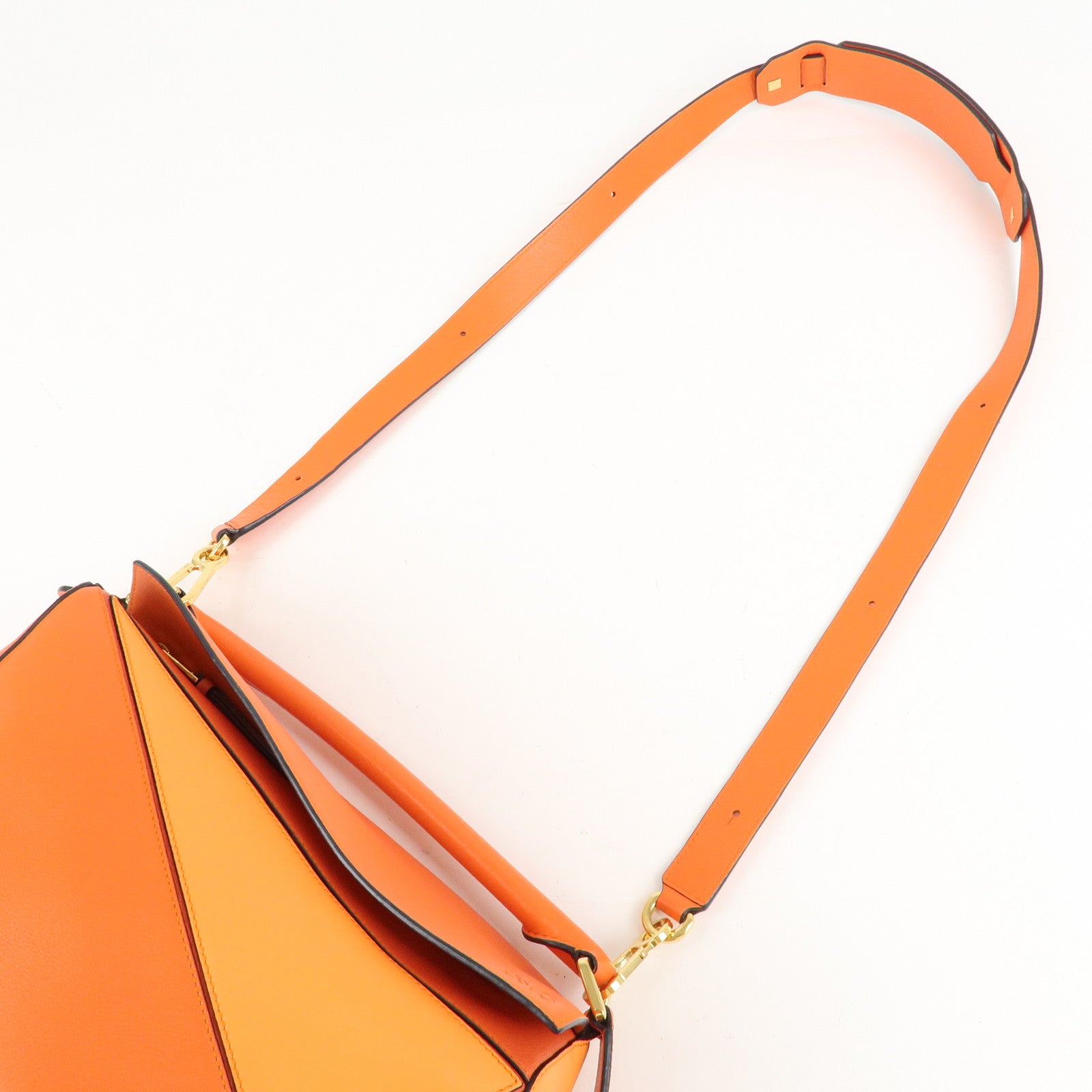 LOEWE Leather Puzzle Bag Medium 2Way Bag Shoulder Bag Orange Used