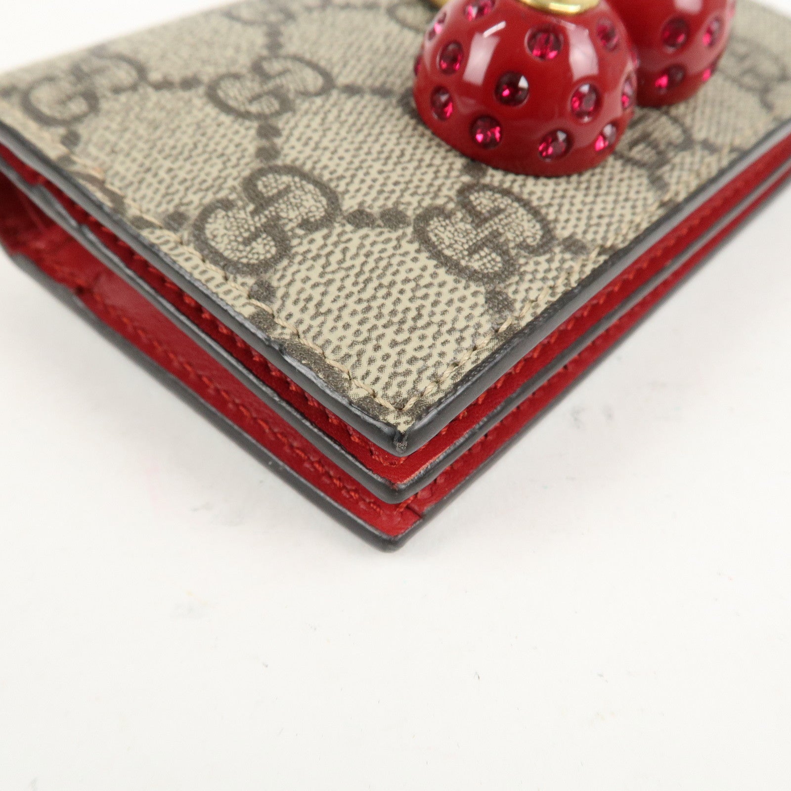 GUCCI Interlocking G GG Supreme Cherry Compact Wallet 476050 Used