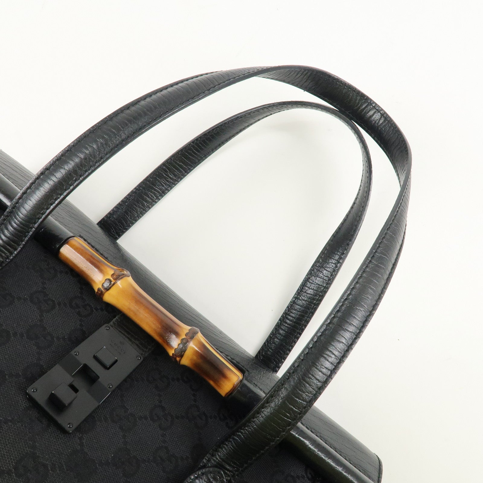 GUCCI Bamboo GG Canvas Leather Shoulder Bag 111713 Used