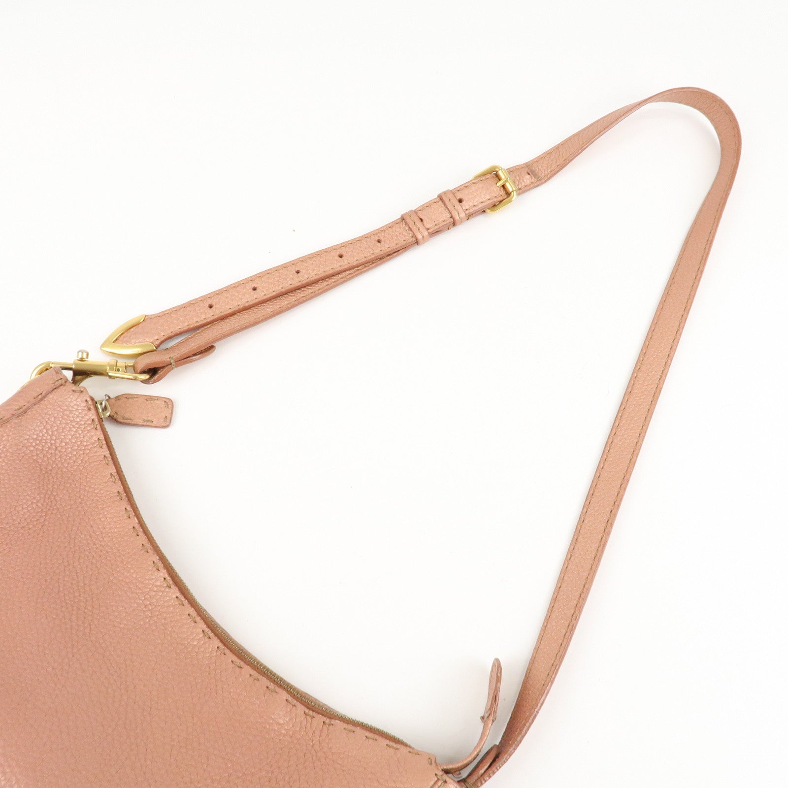 FENDI Zucca Canvas Leather Shoulder Bag Brown Black 8BT146 Used