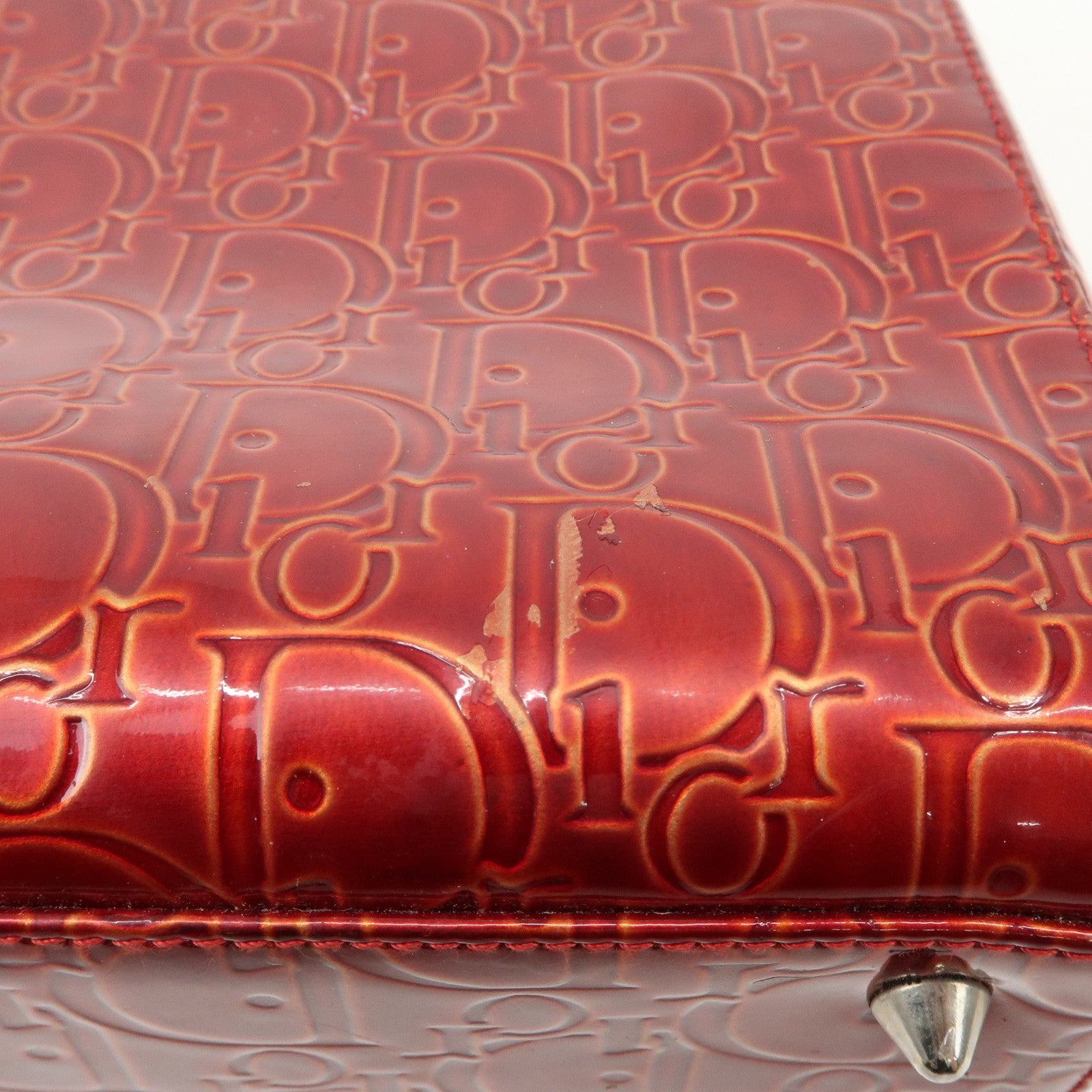 Christian Dior Trotter Lady Dior Patent Leather Hand Bag MA-0091 Used