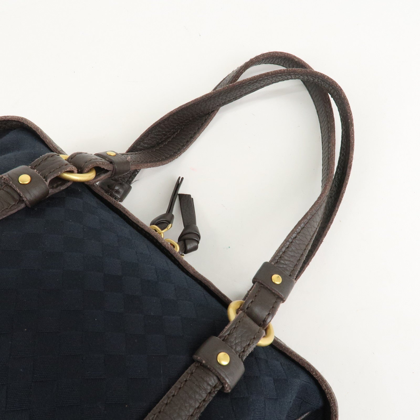 BOTTEGA VENETA Intrecciato Canvas Leather Mini Boston Bag 142470 Used