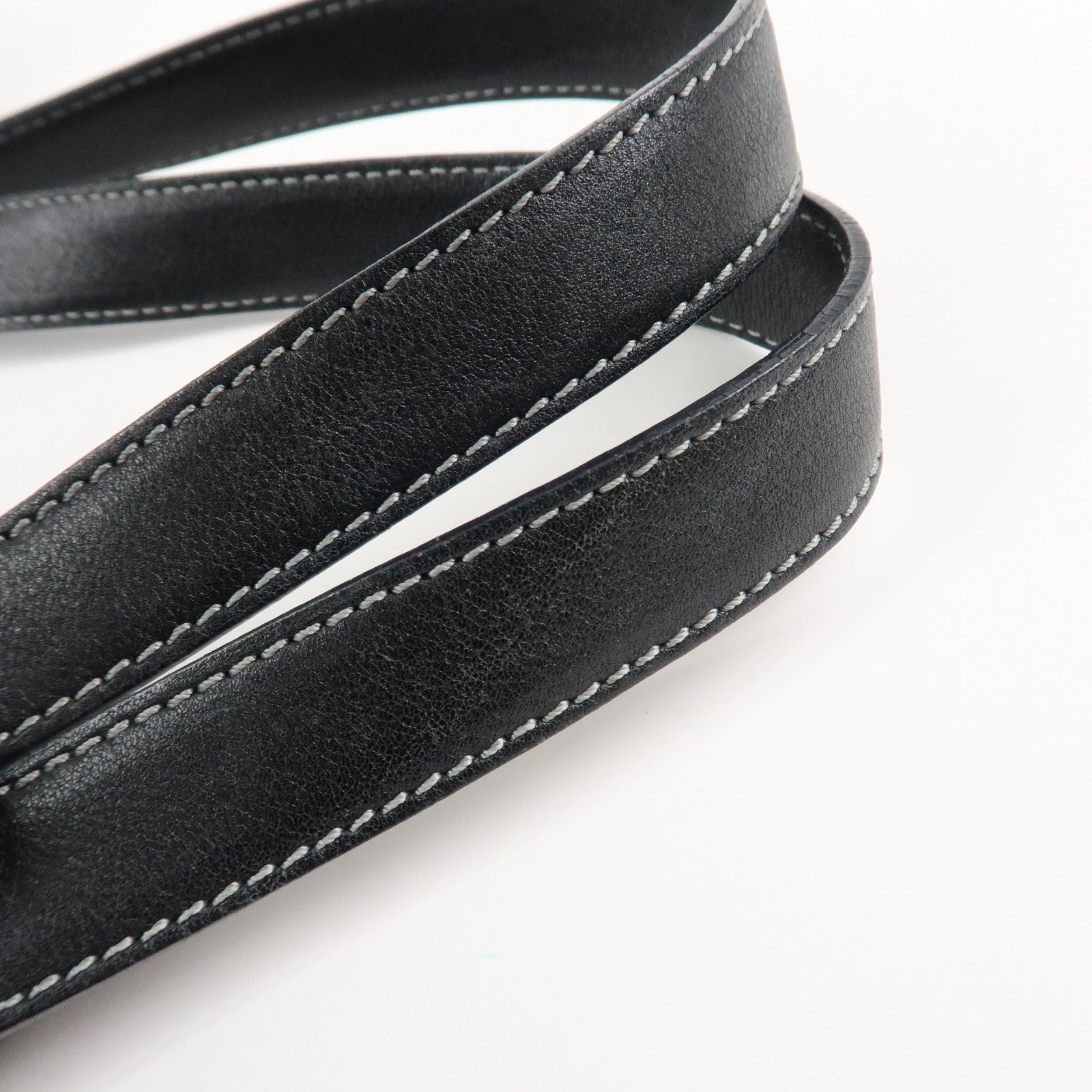 BVLGARI Leather Logo Shoulder Bag Hand Bag Black Silver HDW Used