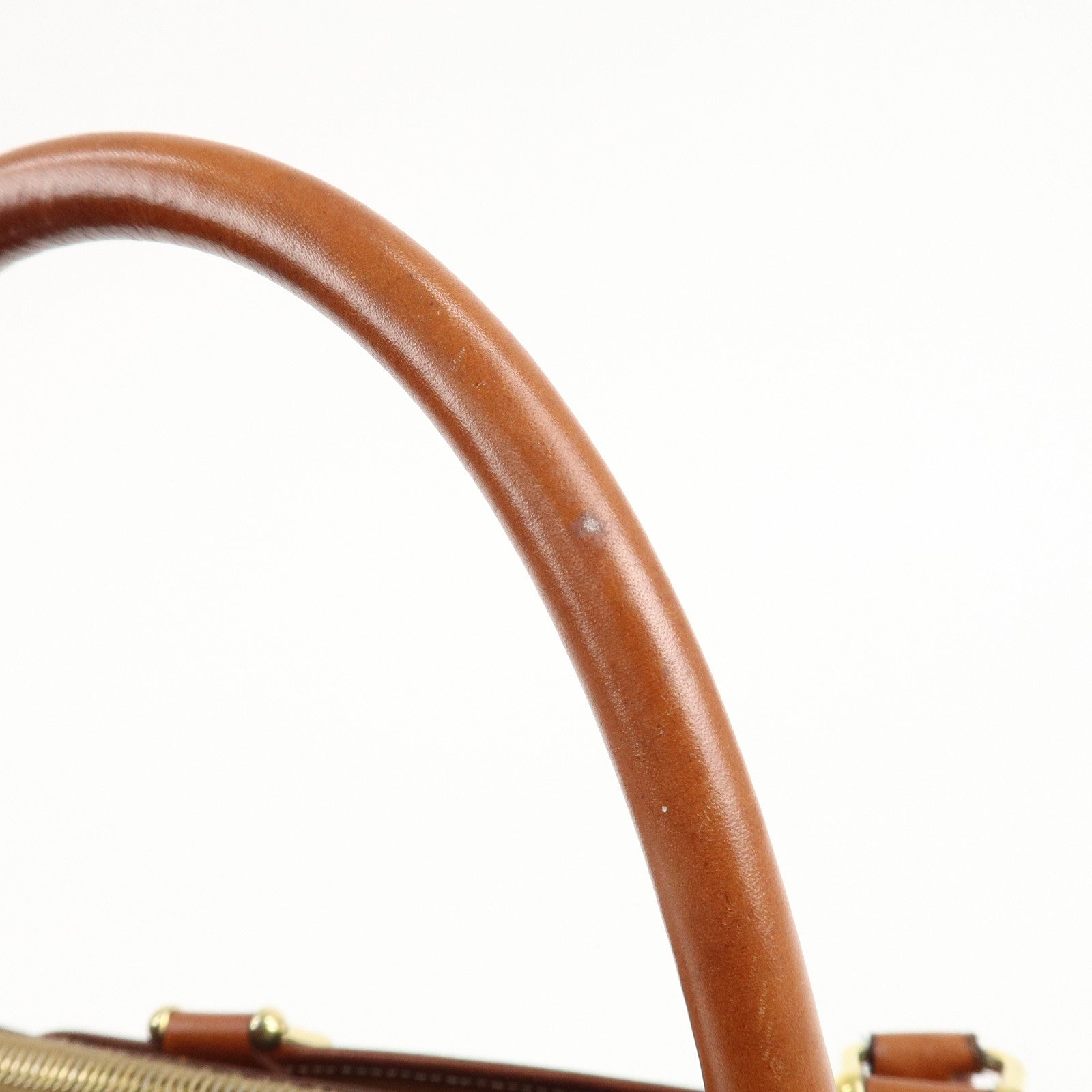 CELINE Macadam PVC Leather Boston Bag Hand Bag Brown Used