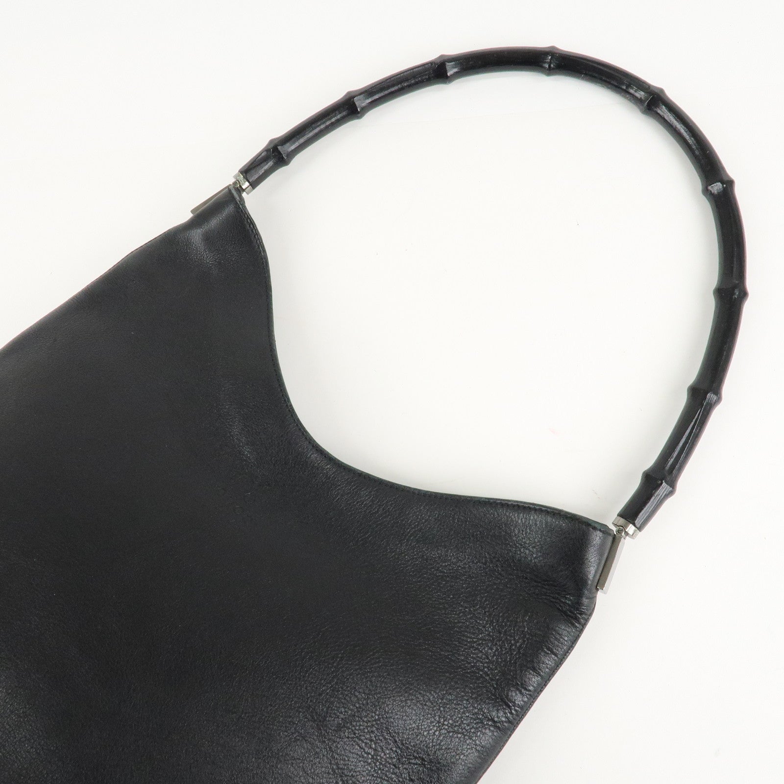 GUCCI Bamboo Leather One-Shoulder Bag Balck 001.3244.001998 Used