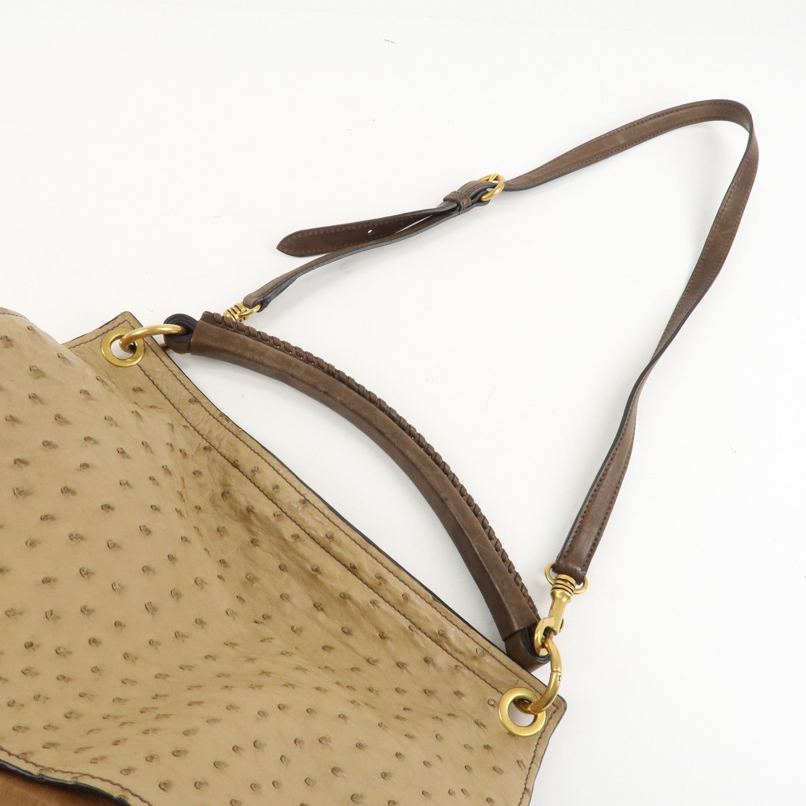 MIU MIU Leather 2Way Bag Hand Bag Shoulder Bag Brown Gold HDW Used