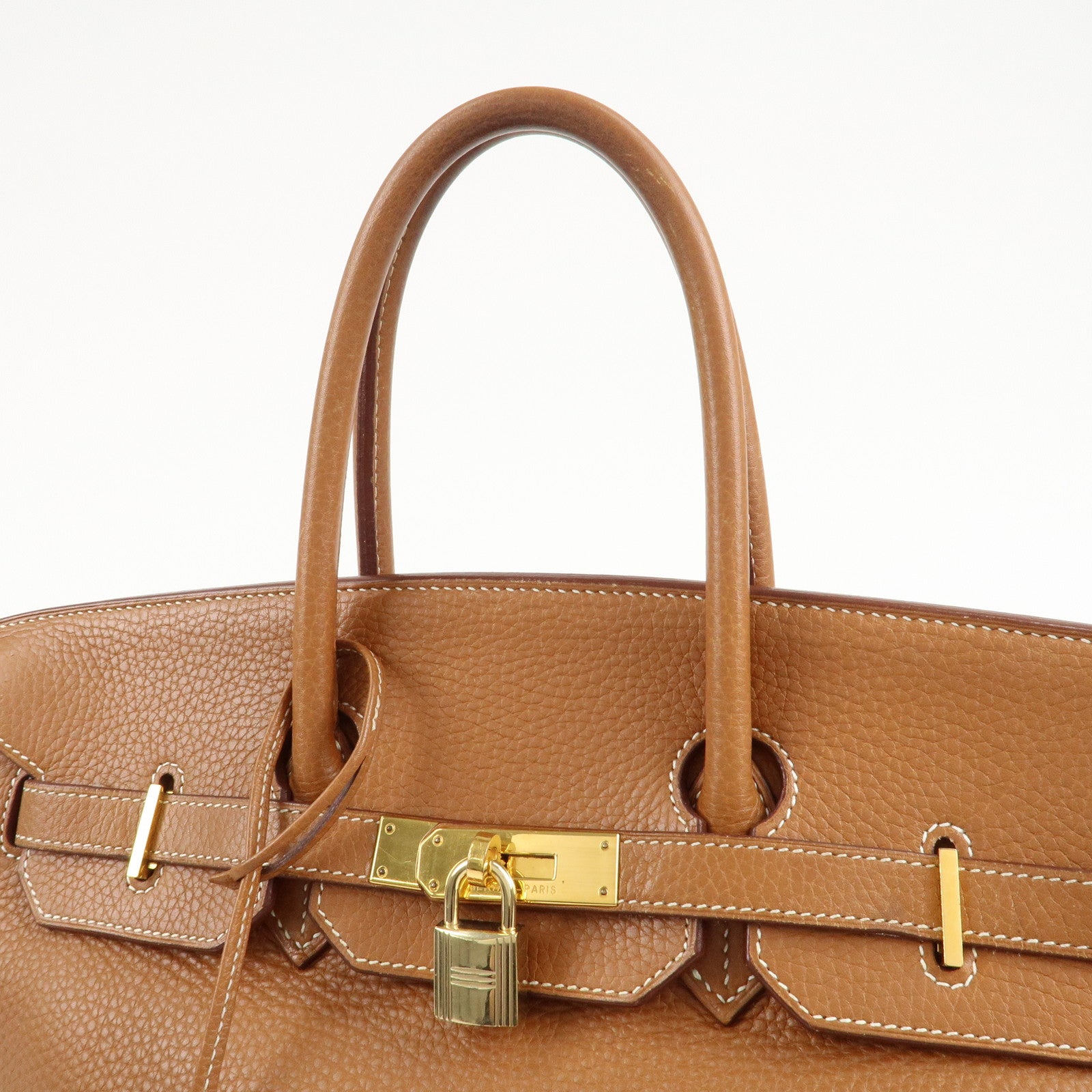 HERMES Taurillon Clemence Birkin 35 J stamped Gold Used