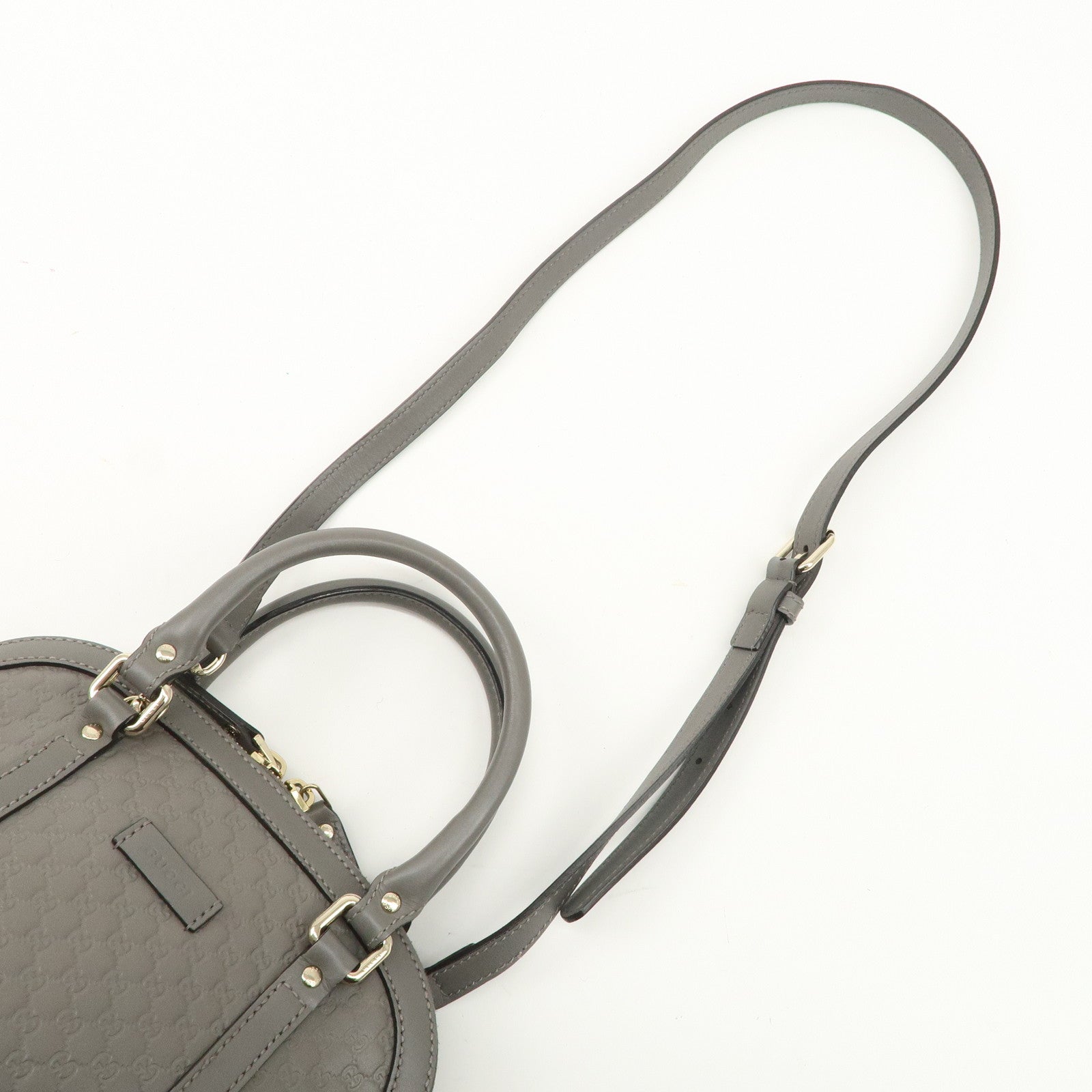 GUCCI Micro Guccissima Leather 2WAY Bag Hand Bag Gray 449654 Used