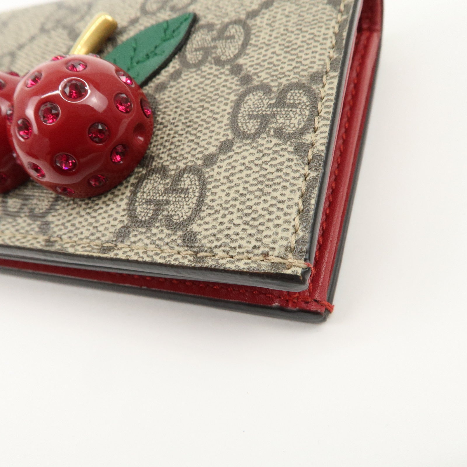 GUCCI Cherry Interlocking G GG Supreme Compact Wallet 476050 Used