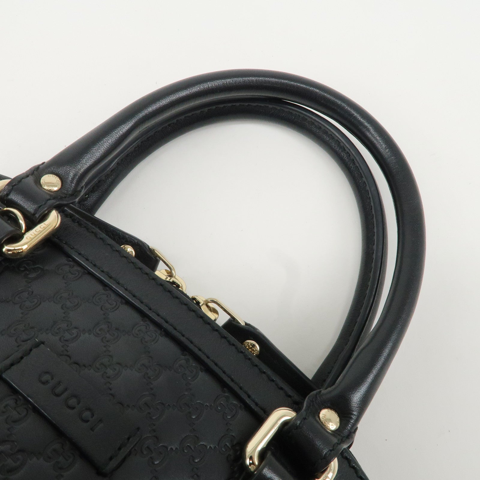 GUCCI Micro Guccissima Leather 2Way Shoulder Hand Bag Black 449654 Used