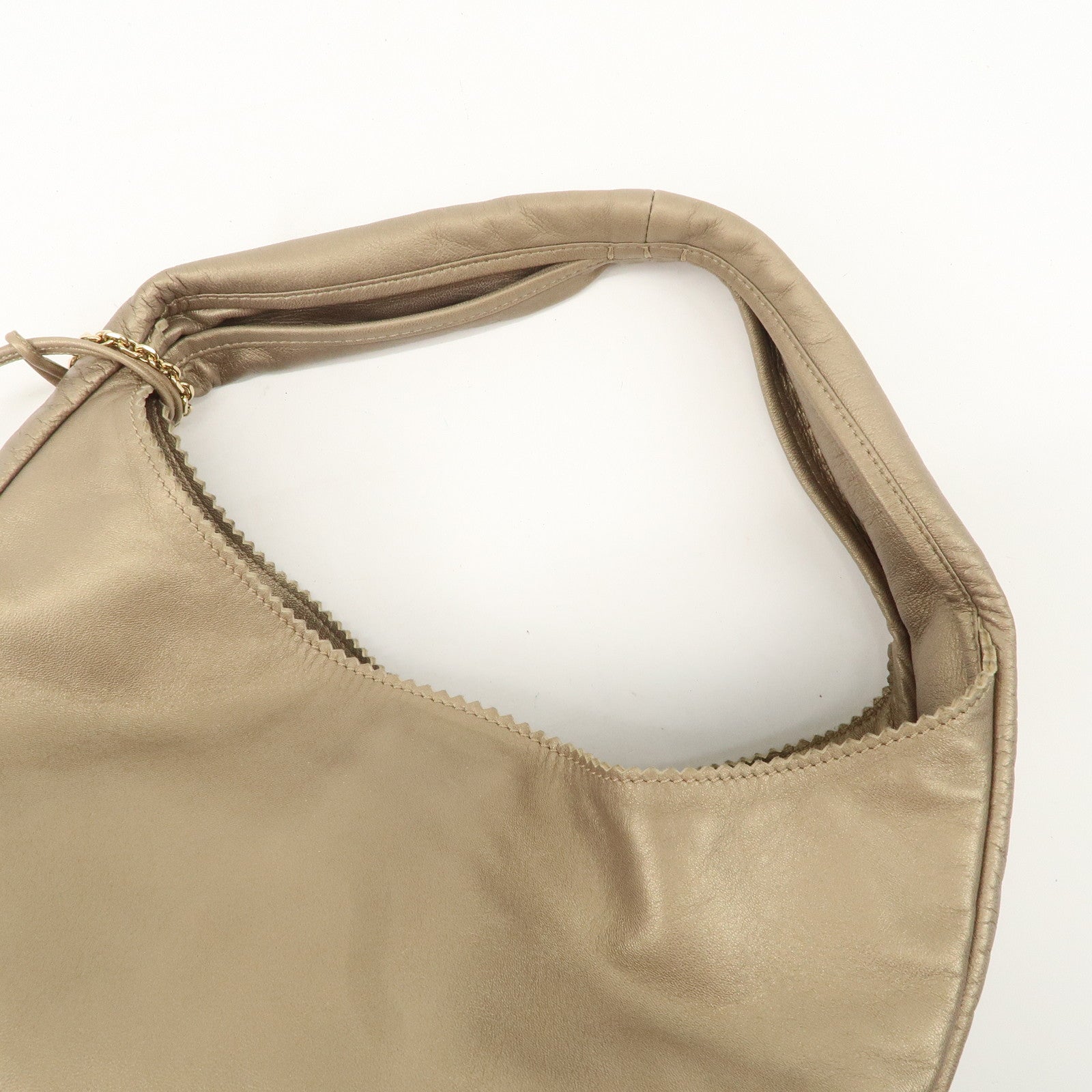 LOEWE Leather Viento One Shoulder Bag Gold Used