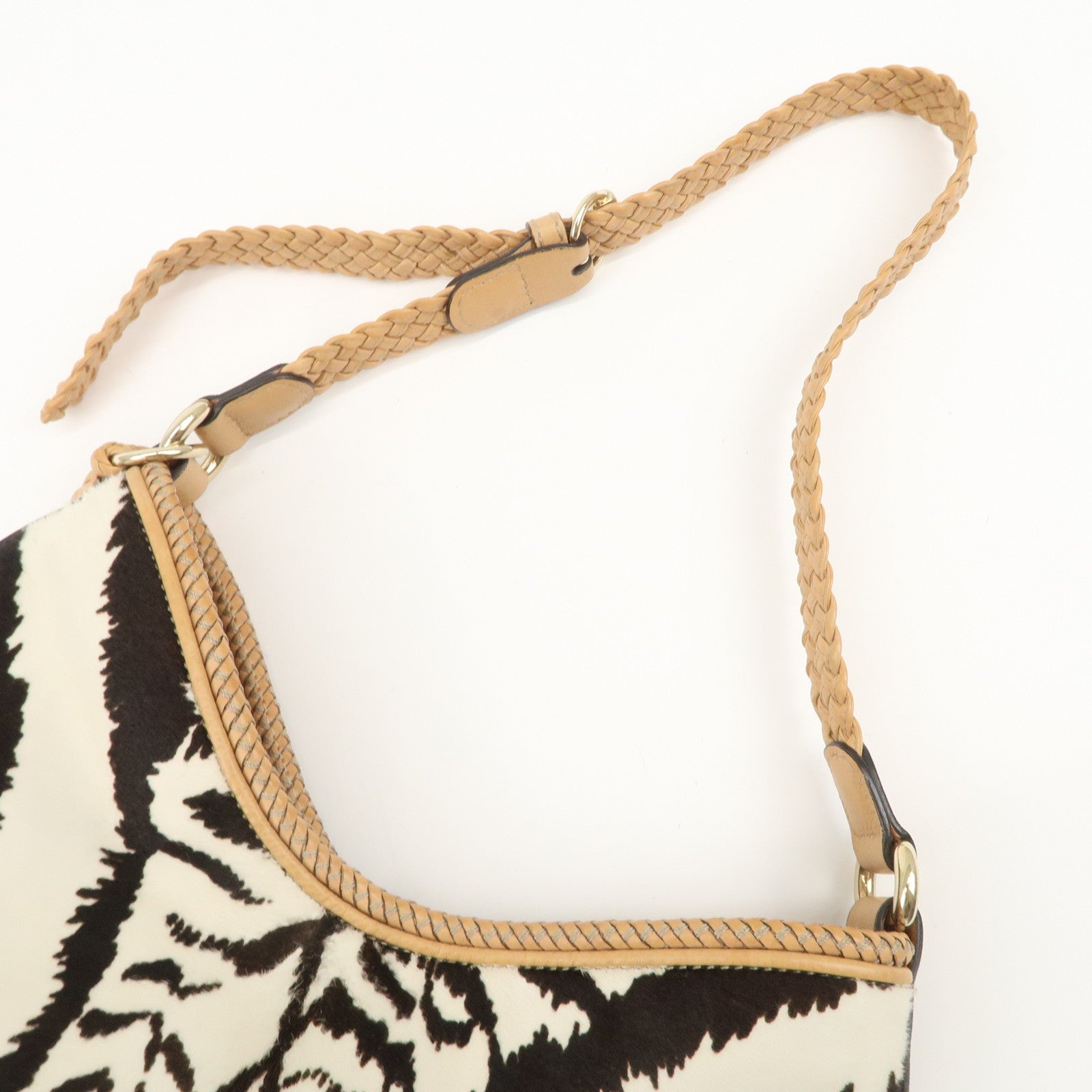 GUCCI Haraco Leather One Shoulder Bag Zebra 257026 Used