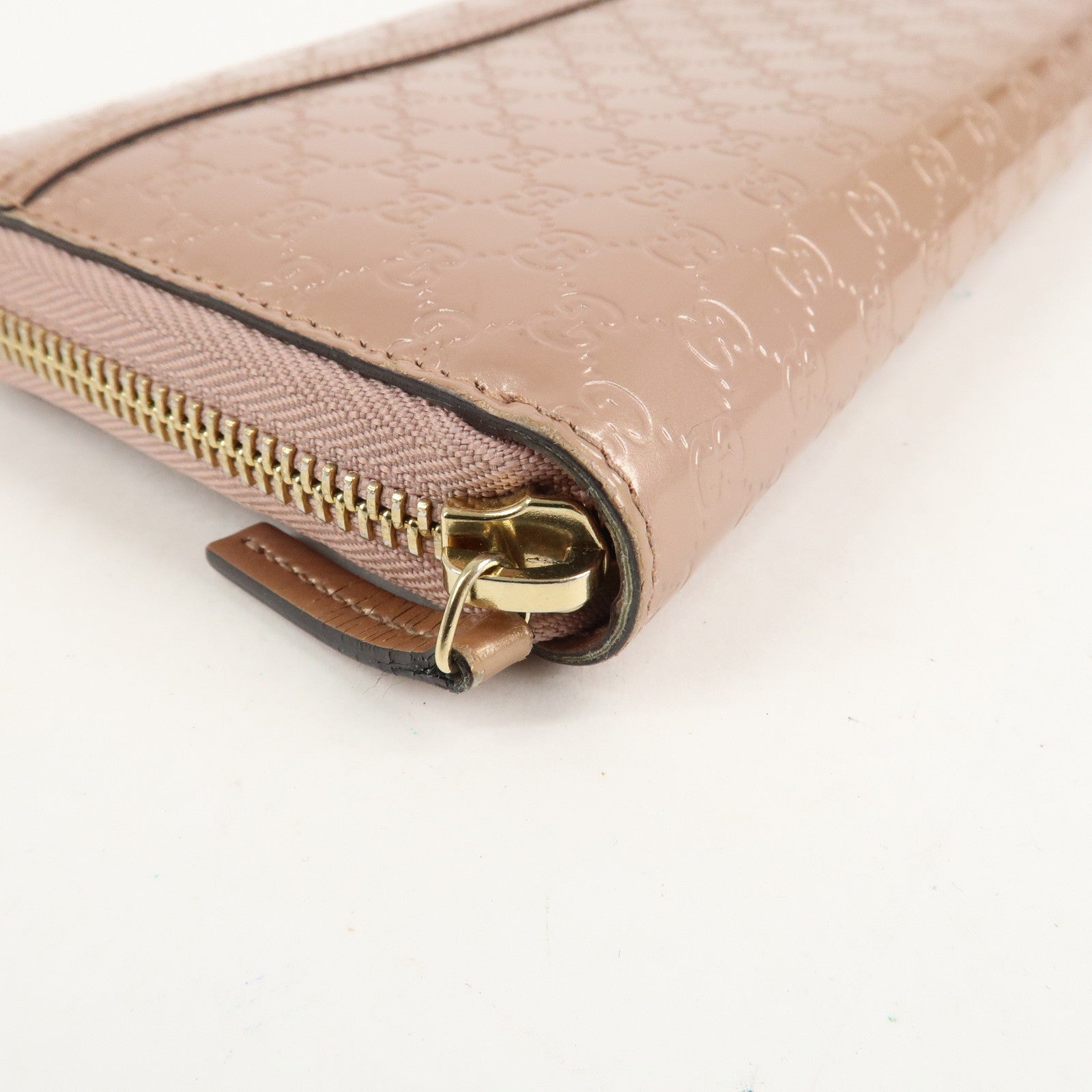 GUCCI Micro Guccissima Patent Leather Zippy Long Wallet 258406 Used