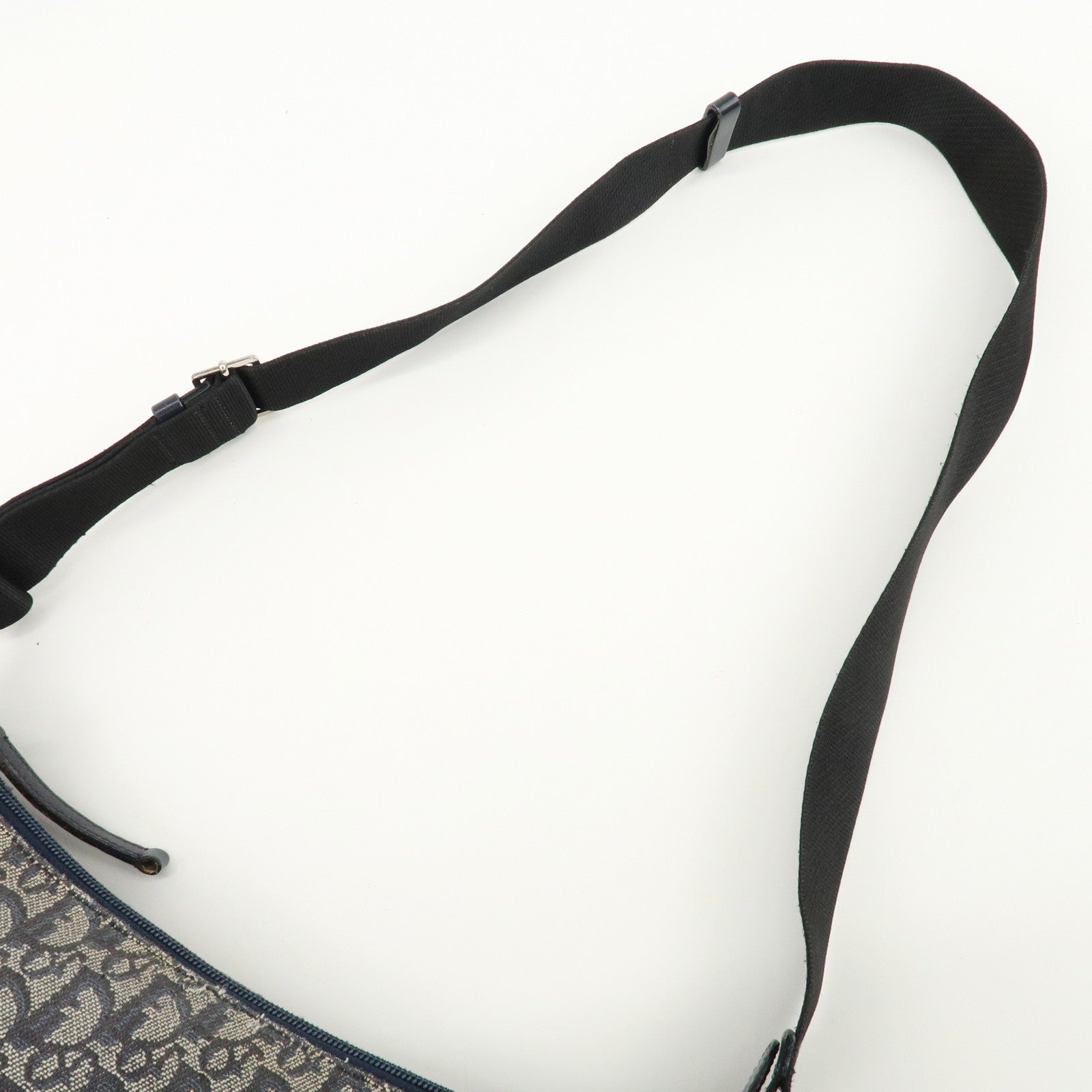 Christian Dior Trotter Canvas Leather Shoulder Bag  Navy White Used