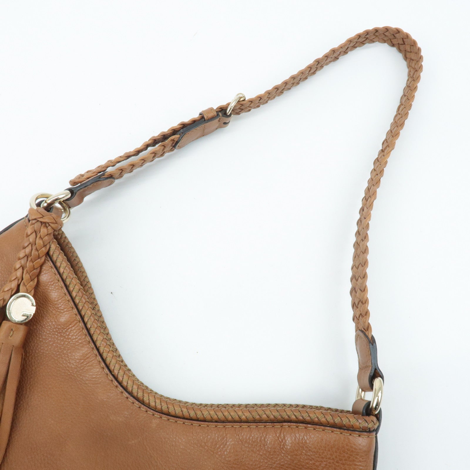 GUCCI Marrakech Leather Shoulder Bag Brown 257026 Used