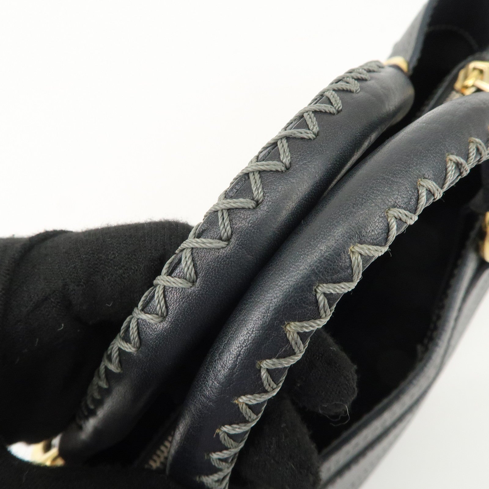 CELINE Leather Boogie Bag Hand Bag Black Used