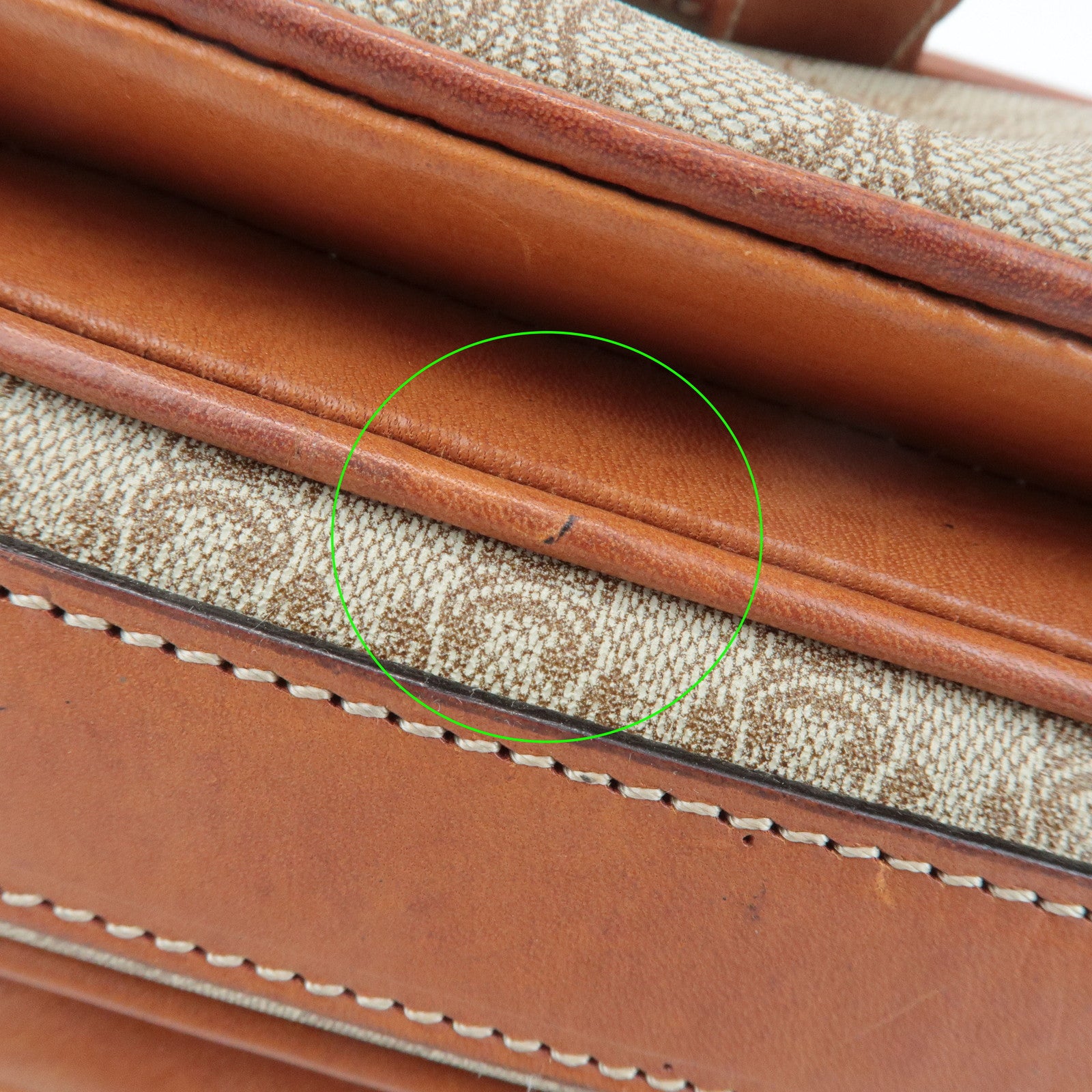 CELINE Macadam PVC Leather Shoulder Bag Beige Brown Used