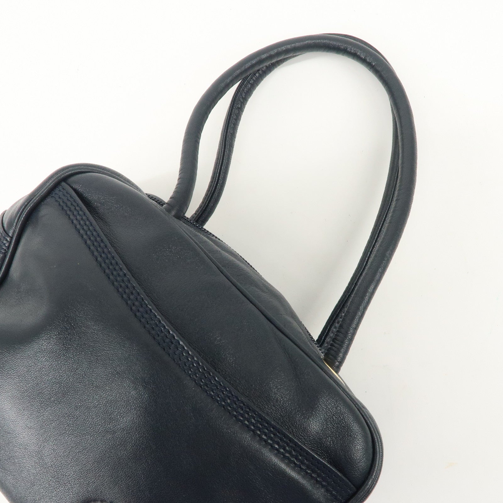 LOEWE Anagram Leather Mini Hand Bag Navy Used