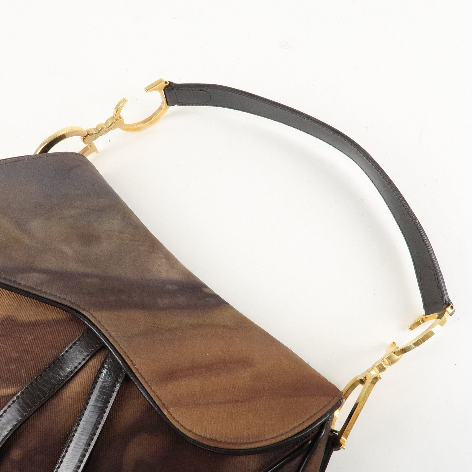 Christian Dior Nylon Canvas Patent Leather Saddle Bag Shoulder Bag Used