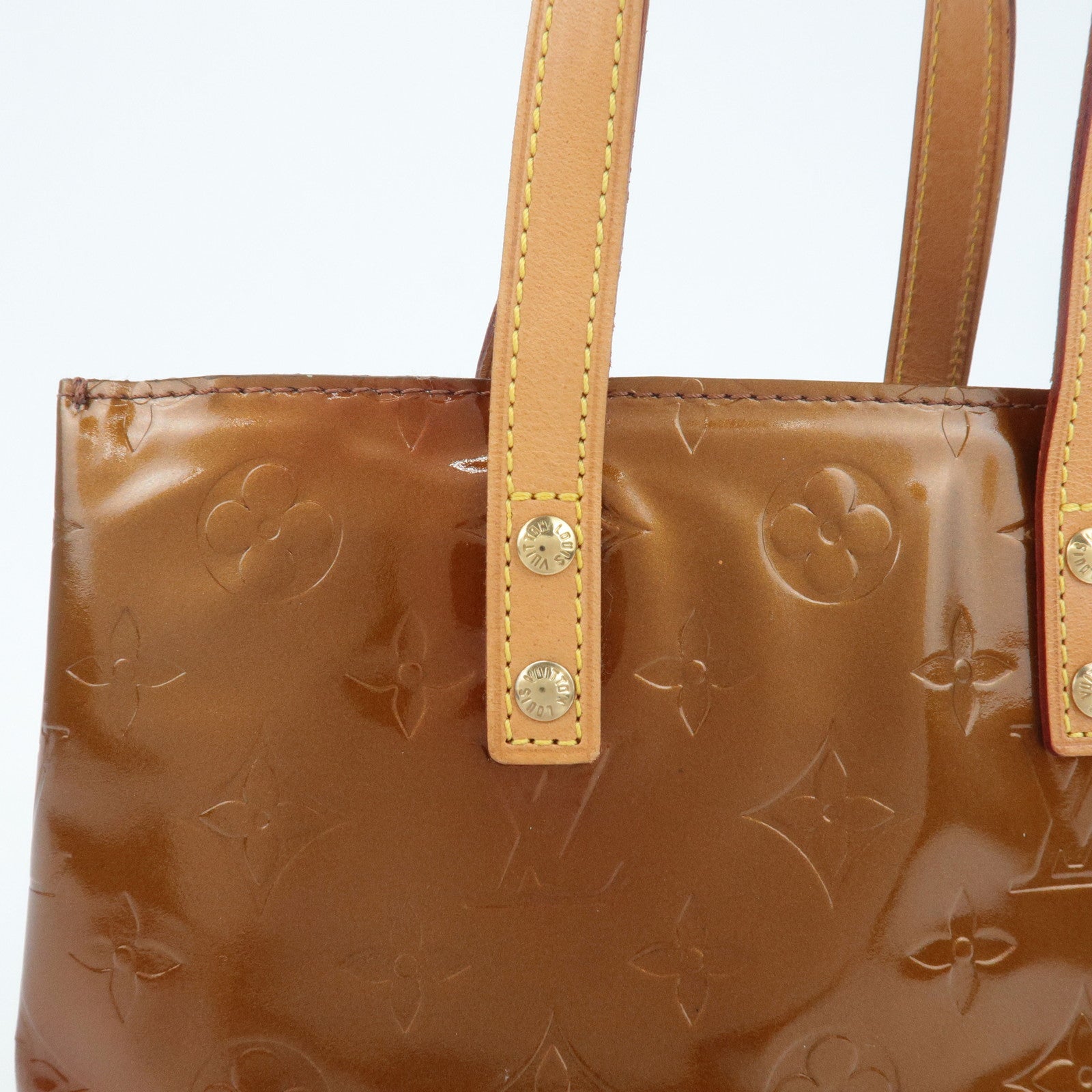 Louis Vuitton Monogram Vernis Lead PM Hand Bag Bronze M91146 Used