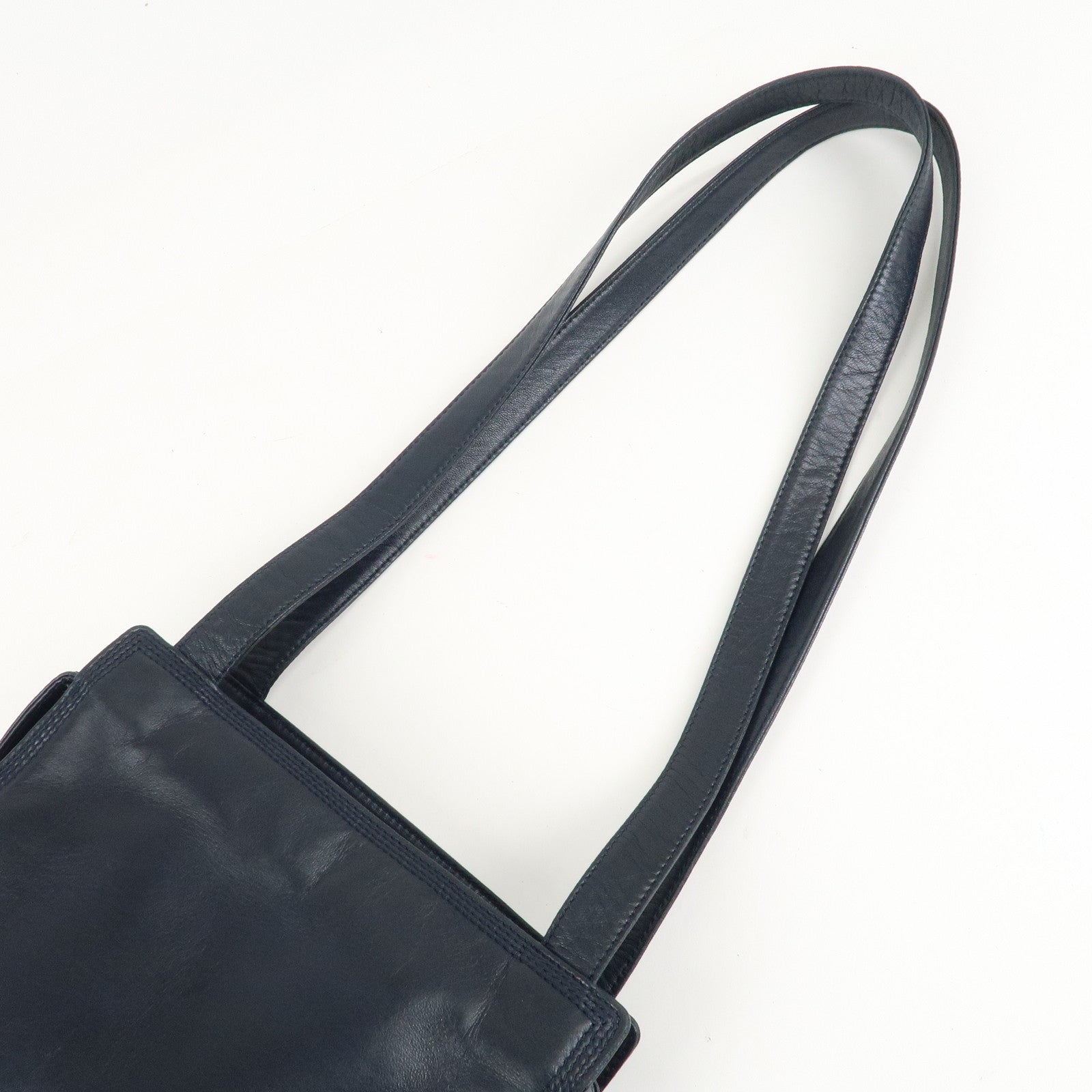 LOEWE Anagram Leather Shoulder Bag Navy Used