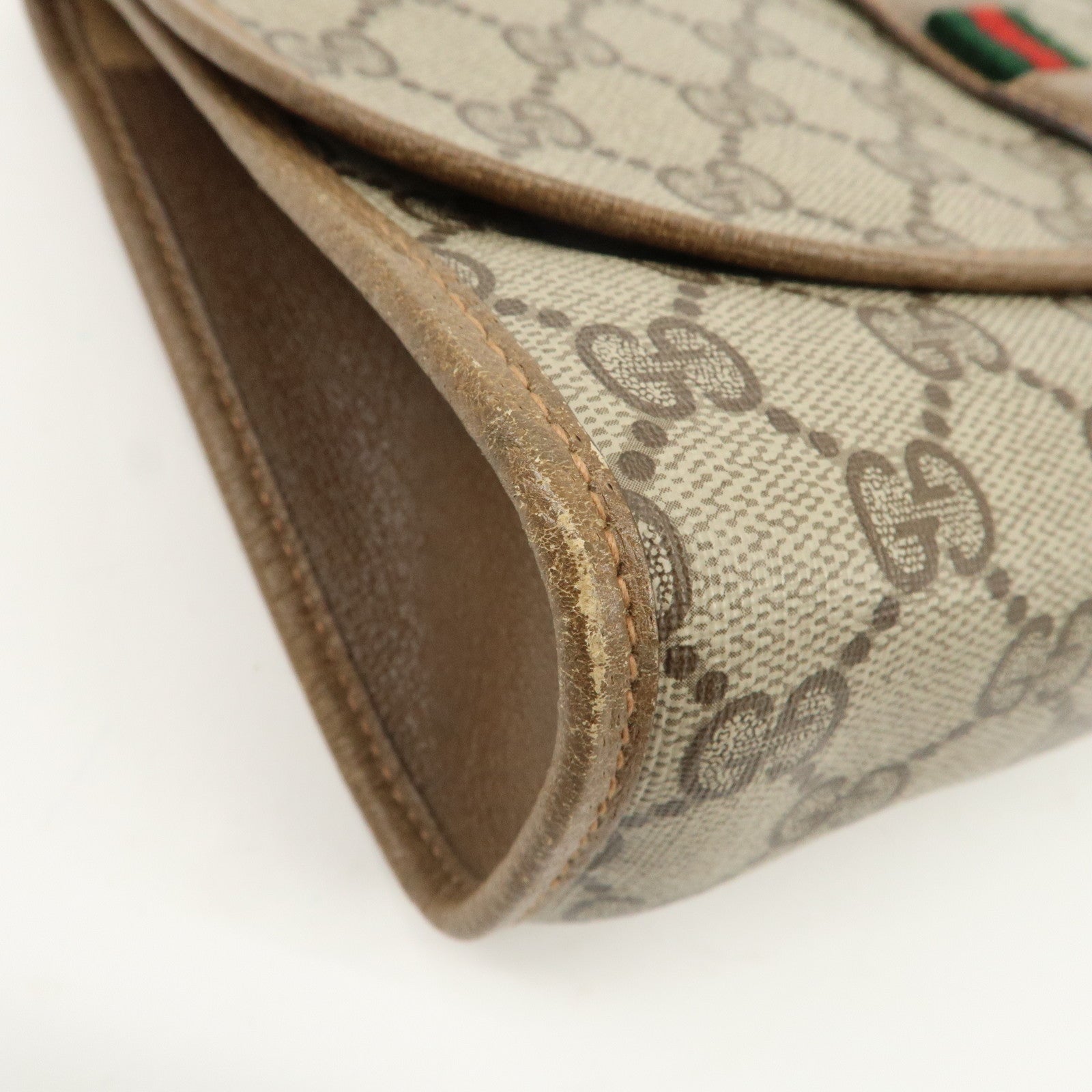 GUCCI Old Gucci Sherry GG Plus Leather Clutch Bag 89.01.030 Used