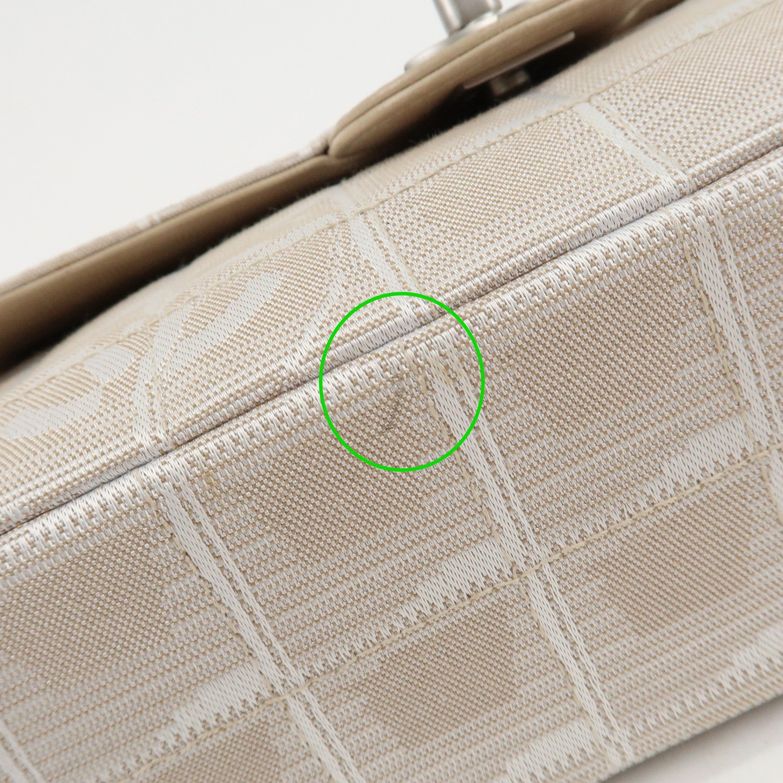 CHANEL Travel Line Chocolate Bar Nylon Jacquard Chain Bag A15285 Used