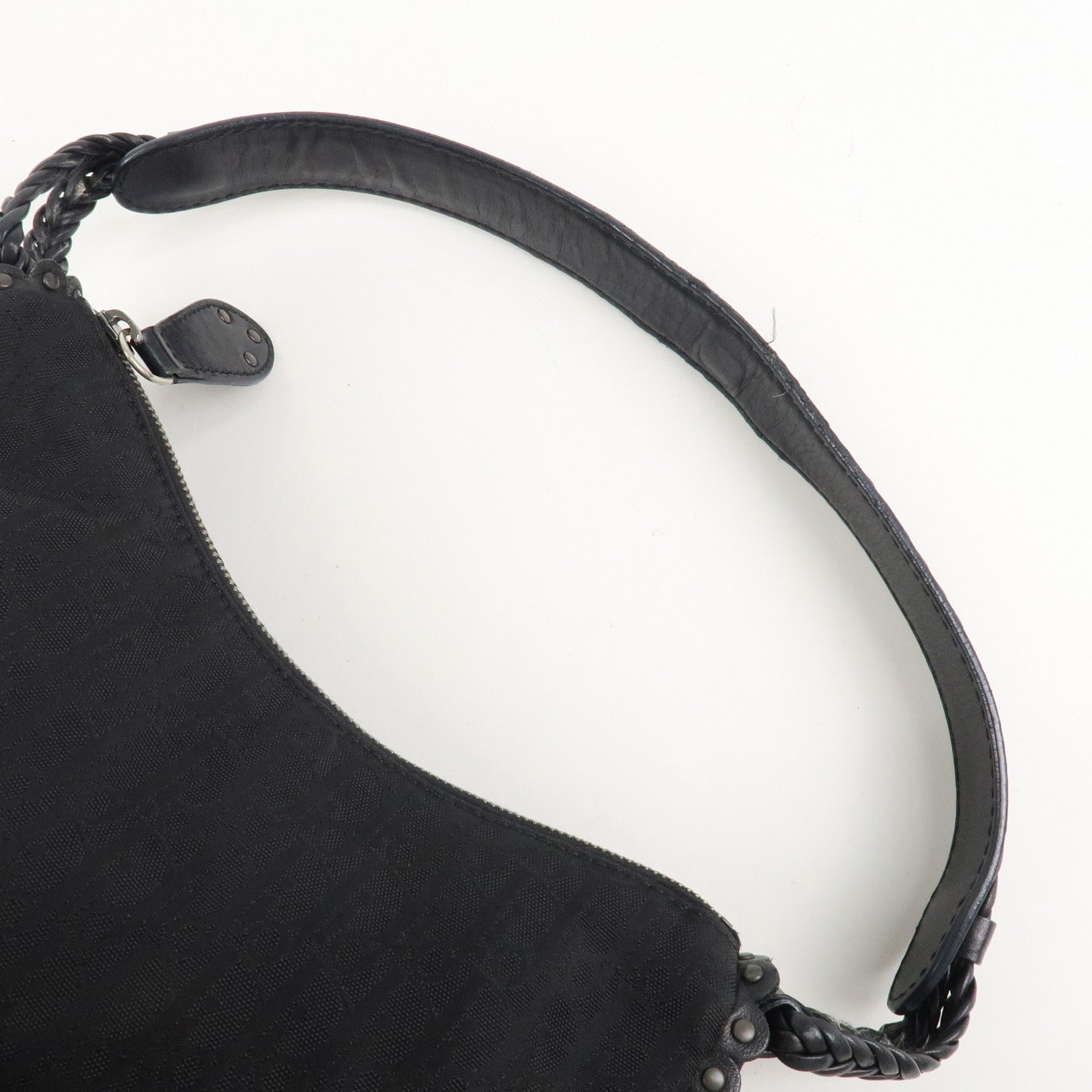 BVLGARI Logo Mania Canvas Leather Tote Bag Shoulder Bag Black Used