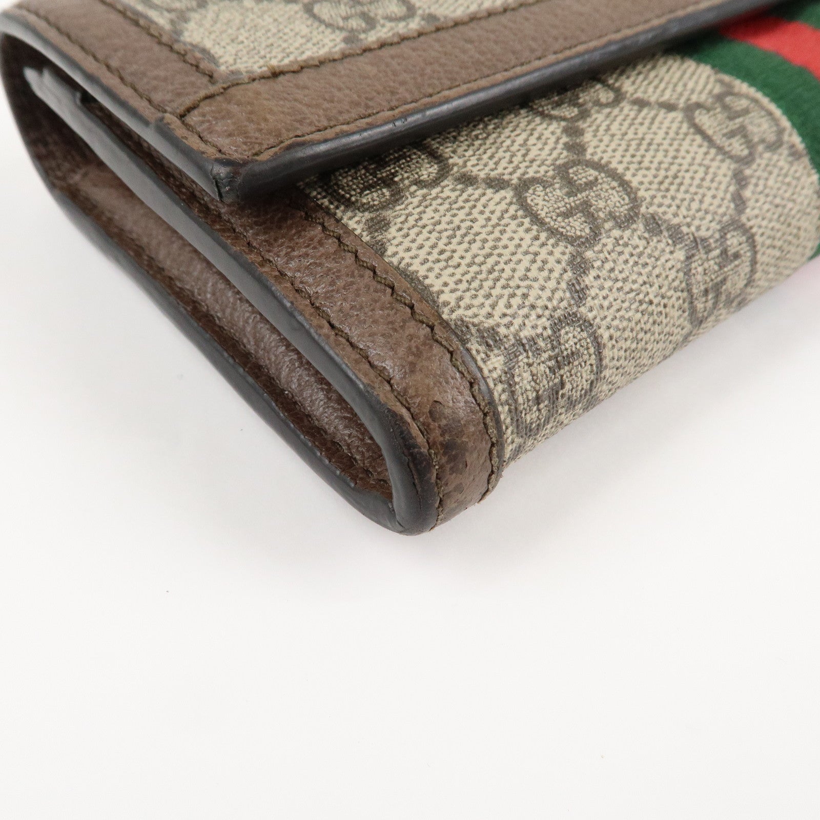 GUCCI Ophidia Sherry GG Supreme Leather Bi-fold Long Wallet 523153 Used