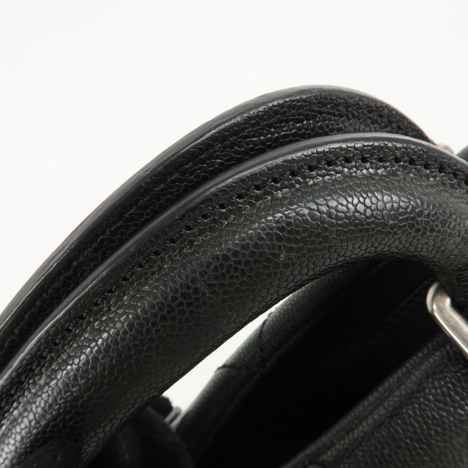 CHANEL Matelasse Caviar Skin Boston Bag Hand Bag Black A33046 Used