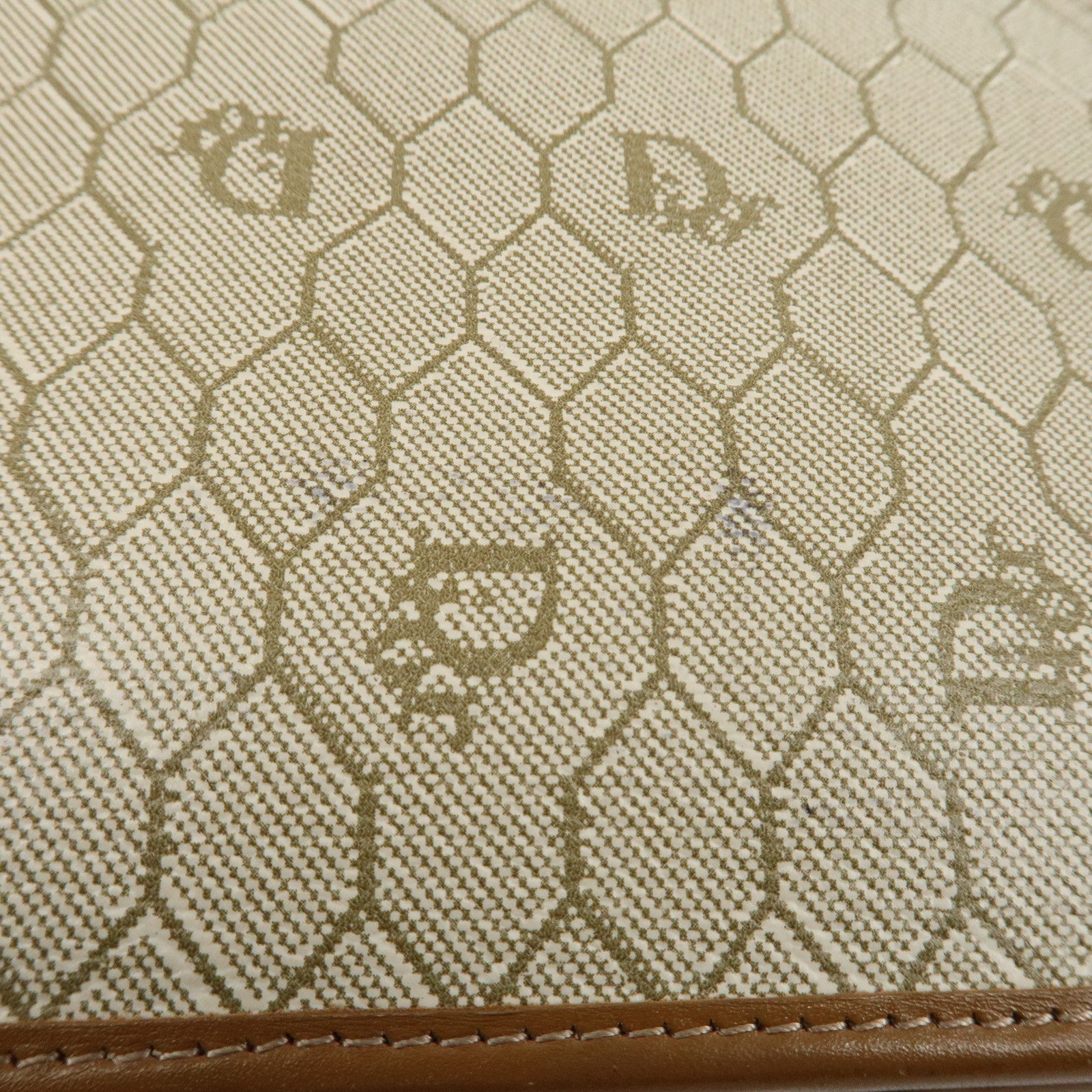 Christian Dior Honeycomb PVC Leather Chain Shoulder Bag Ivory Used