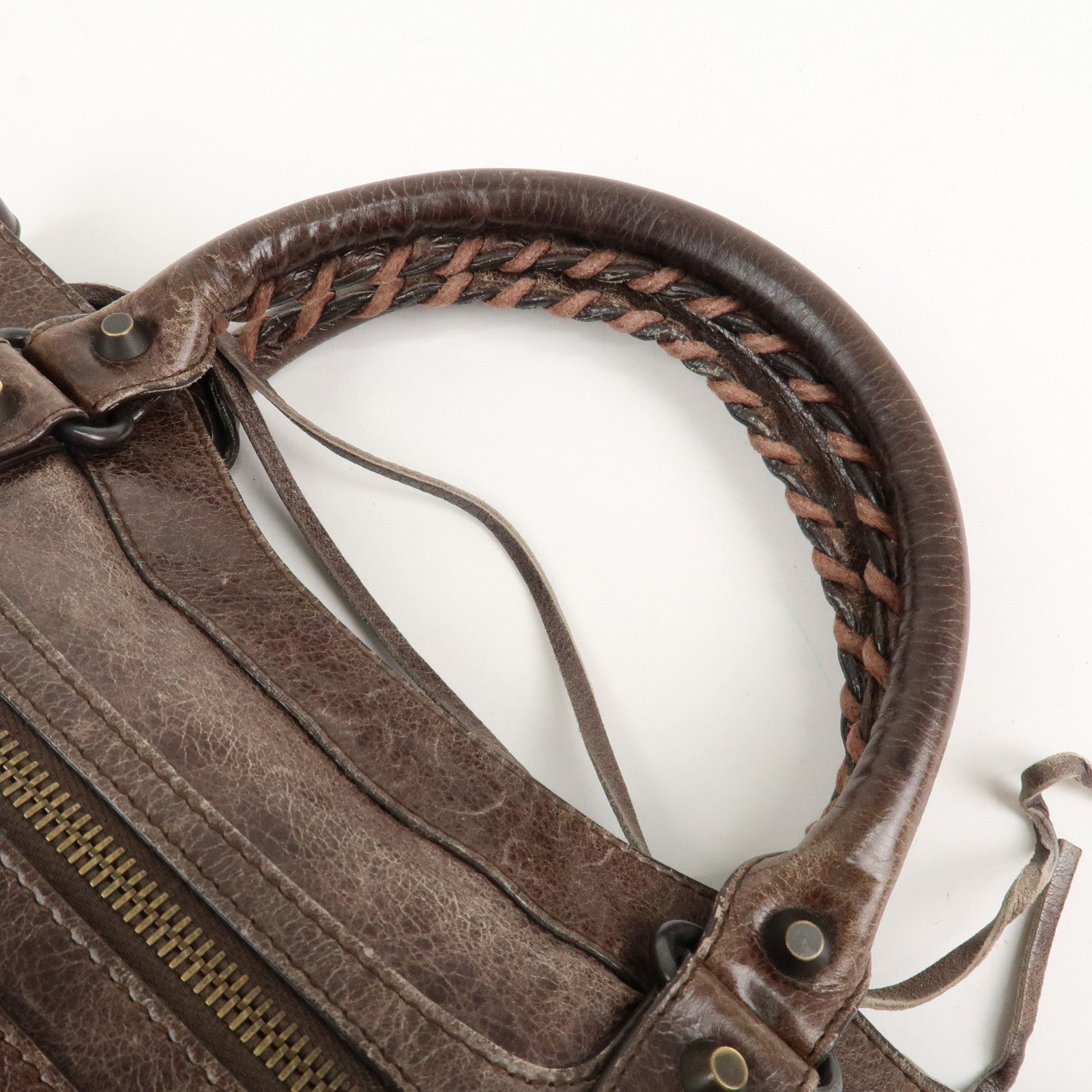 BALENCIAGA The First Leather 2Way Bag Hand Bag Brown 103208 Used