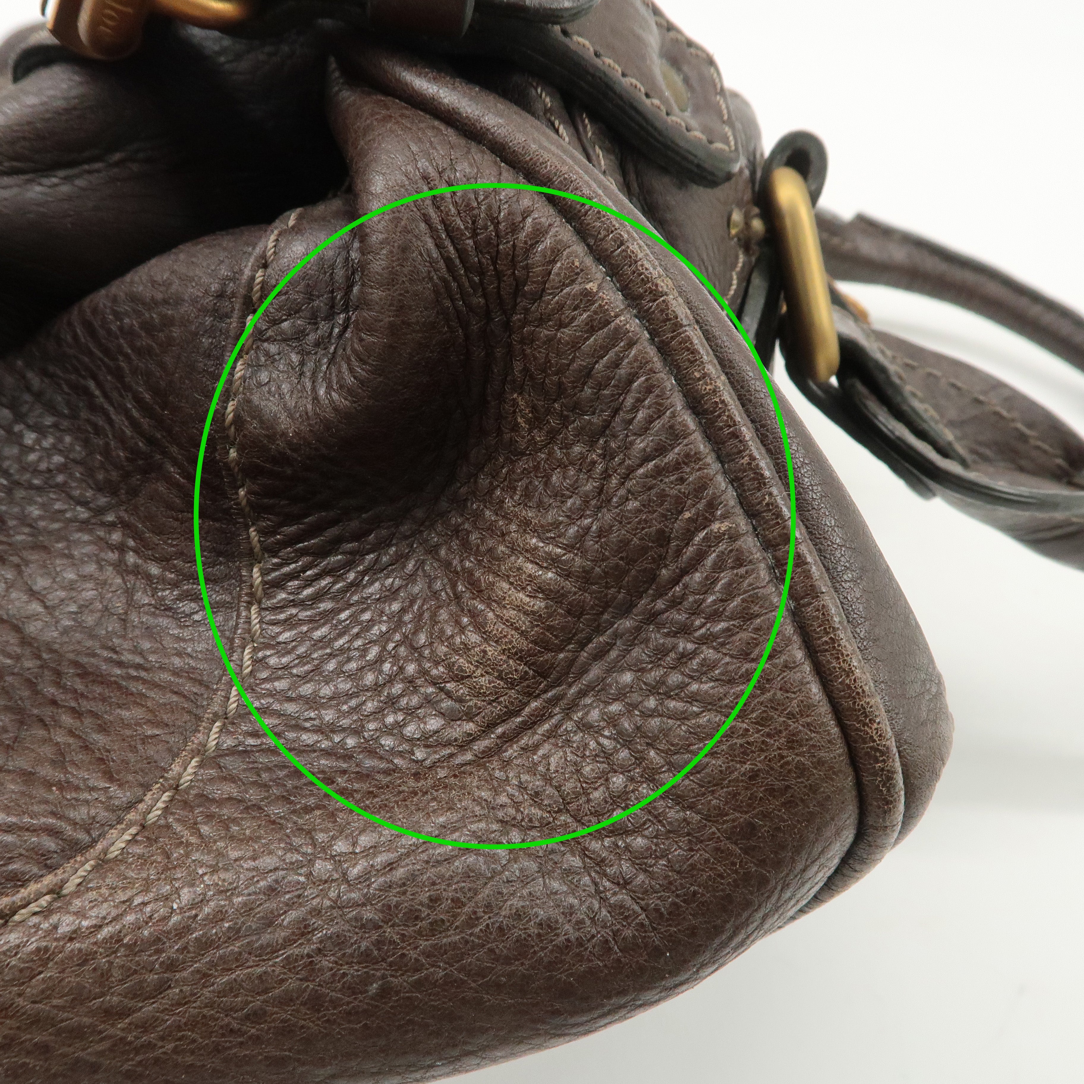 Chloe Paddington Leather Shoulder Bag Hand Bag Dark Brown Used