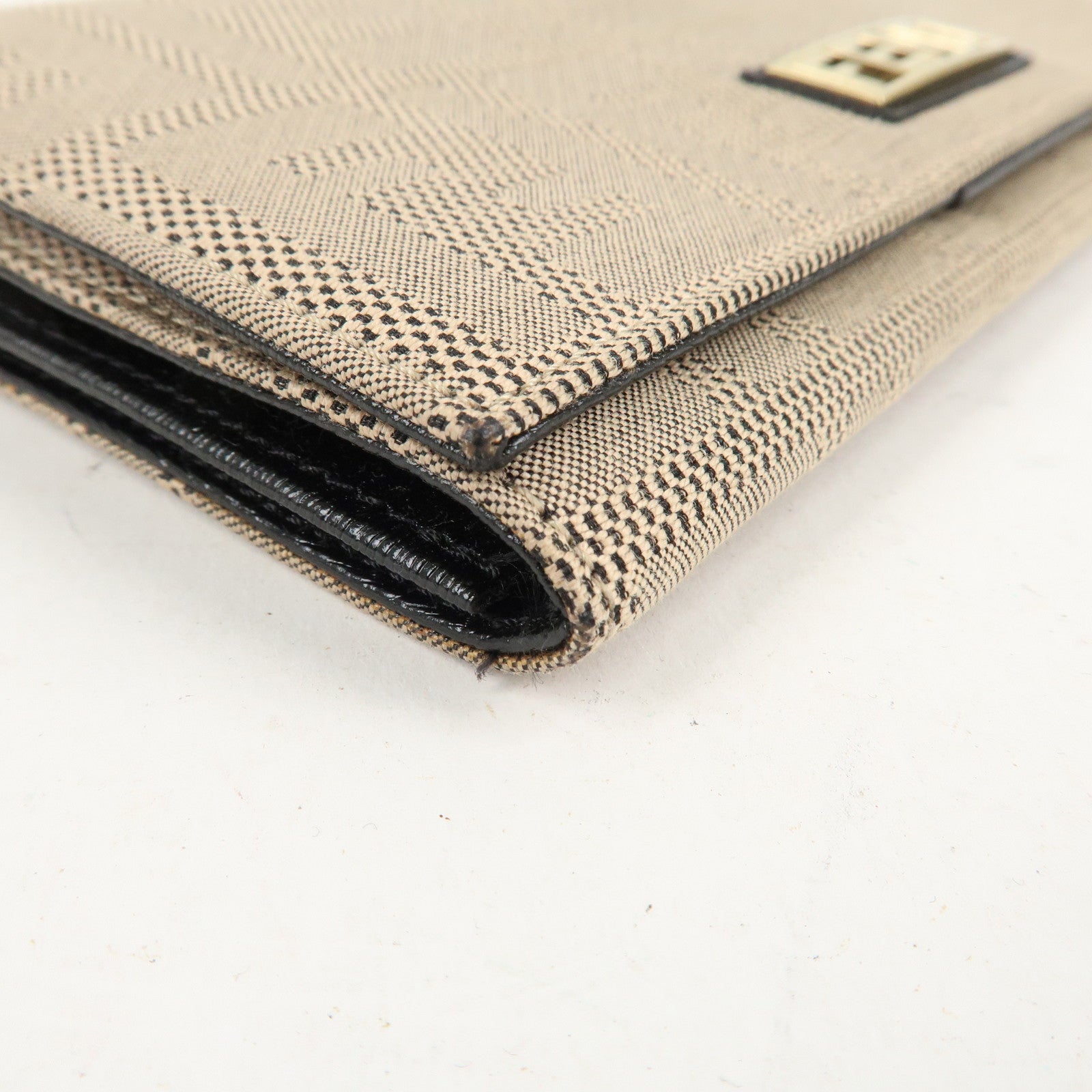 FENDI Zucca Print Canvas Leather Long Wallet Brown 8M0000 Used